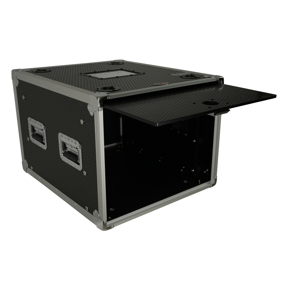 8U Vertical Shockmount Rack Case 20" Depth with Dual Top Sliding Slam Doors