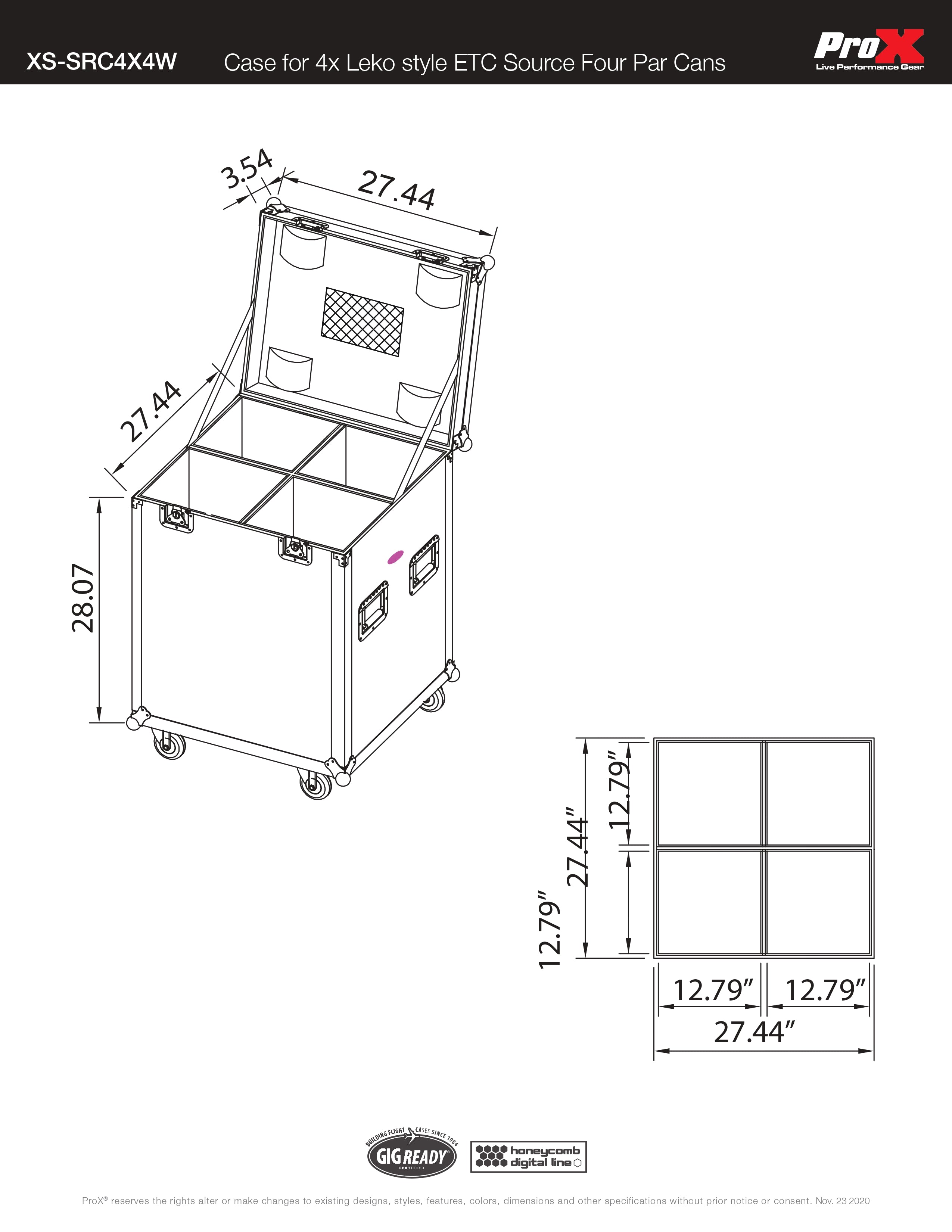 ATA Utility Road Case for (4) ETC Source Four Par Cans Ellipsoidal Lighting Fixtures