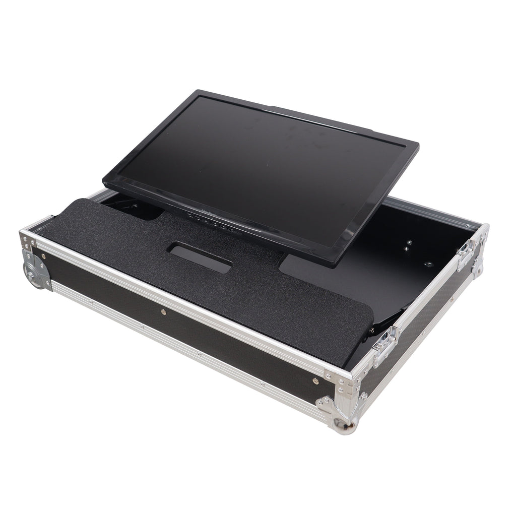 32" LED Floor Monitor LED TV ATA Flight Style Road with Adjustable Angle  Tilt and go Low Profile Wheels