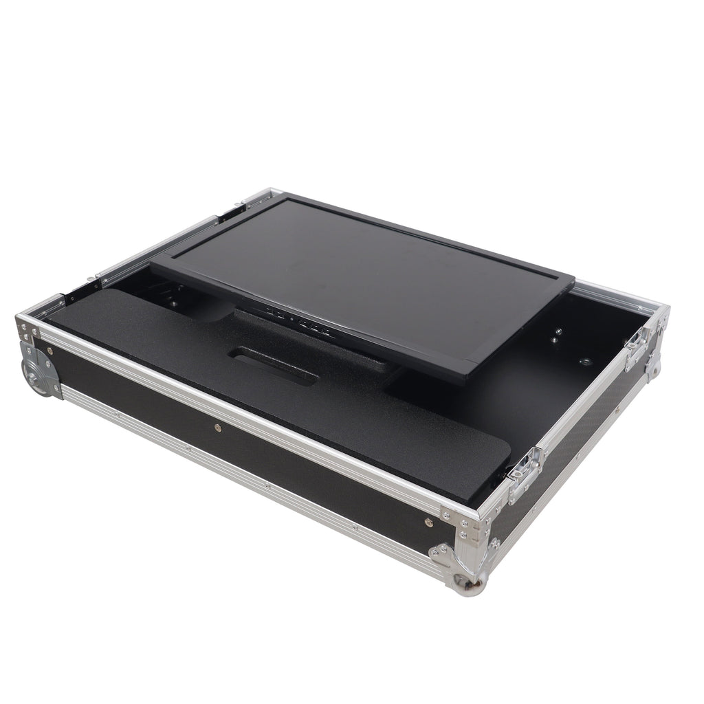 32" LED Floor Monitor LED TV ATA Flight Style Road with Adjustable Angle  Tilt and go Low Profile Wheels