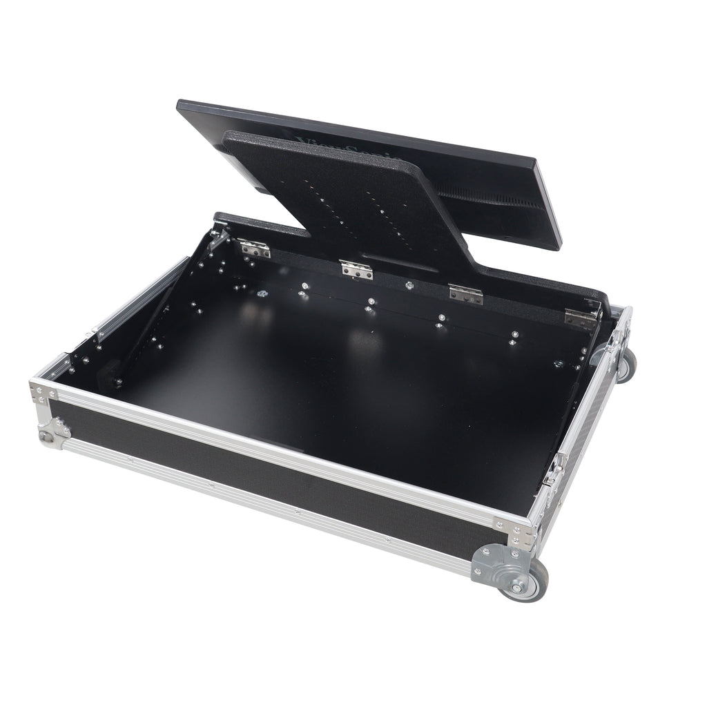32" LED Floor Monitor LED TV ATA Flight Style Road with Adjustable Angle  Tilt and go Low Profile Wheels