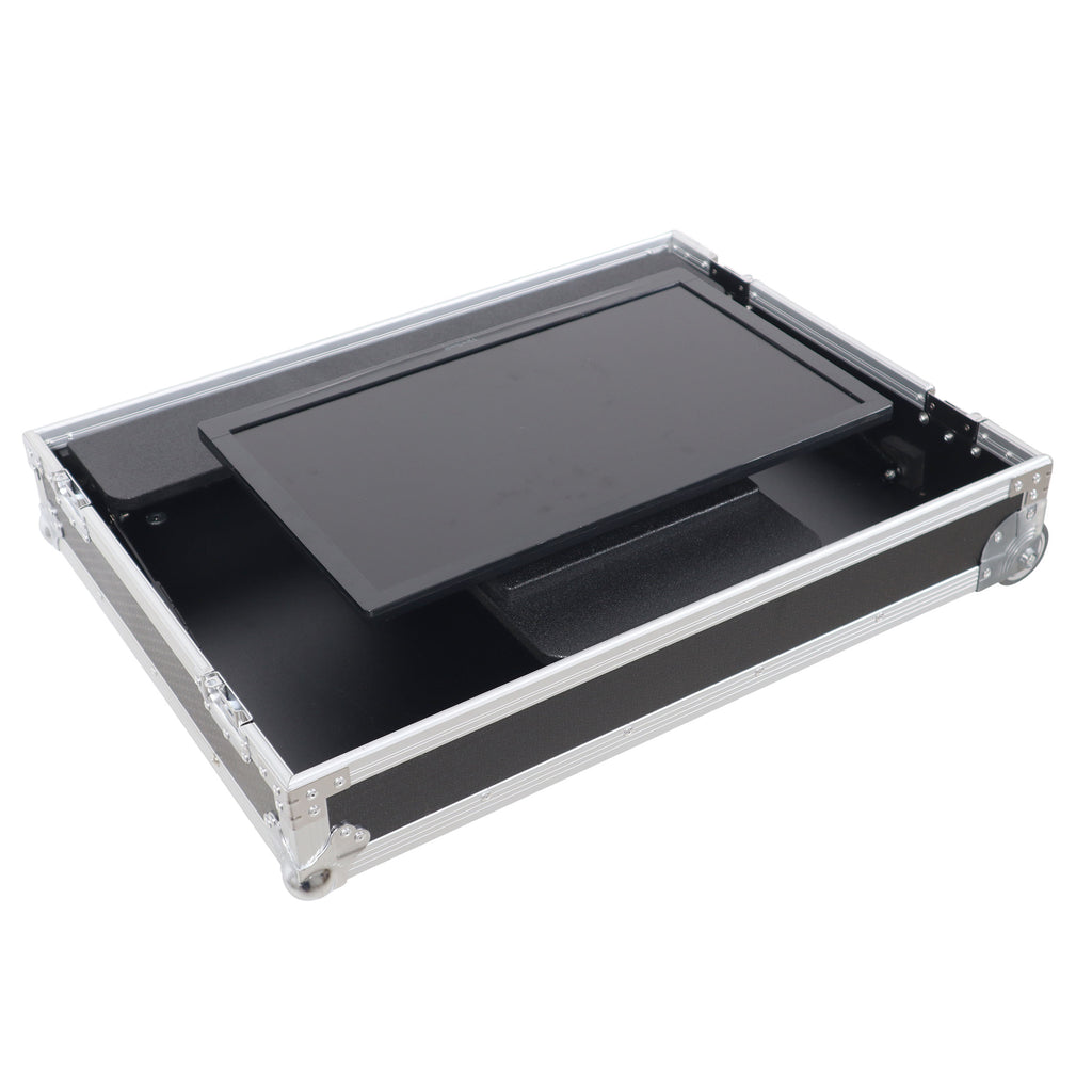32" LED Floor Monitor LED TV ATA Flight Style Road with Adjustable Angle  Tilt and go Low Profile Wheels