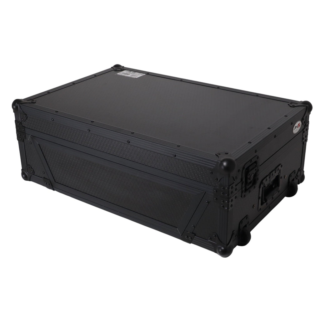 2U Flight Road Case For Pioneer DDJ-FLX10 REV5 REV7 DJ Controller with Laptop Shelf Wheels LED Black Finish
