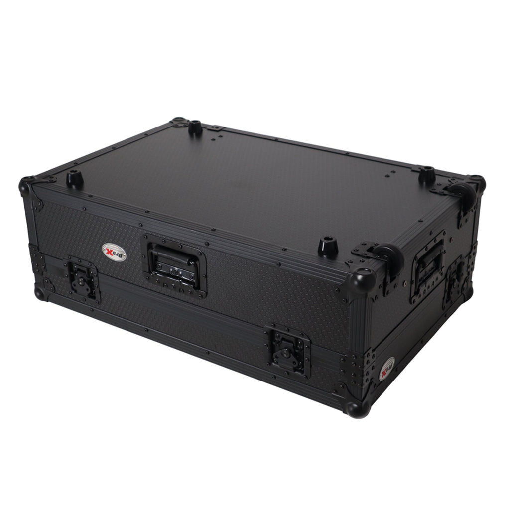 2U Flight Road Case For Pioneer DDJ-FLX10 REV5 REV7 DJ Controller with Laptop Shelf Wheels LED Black Finish