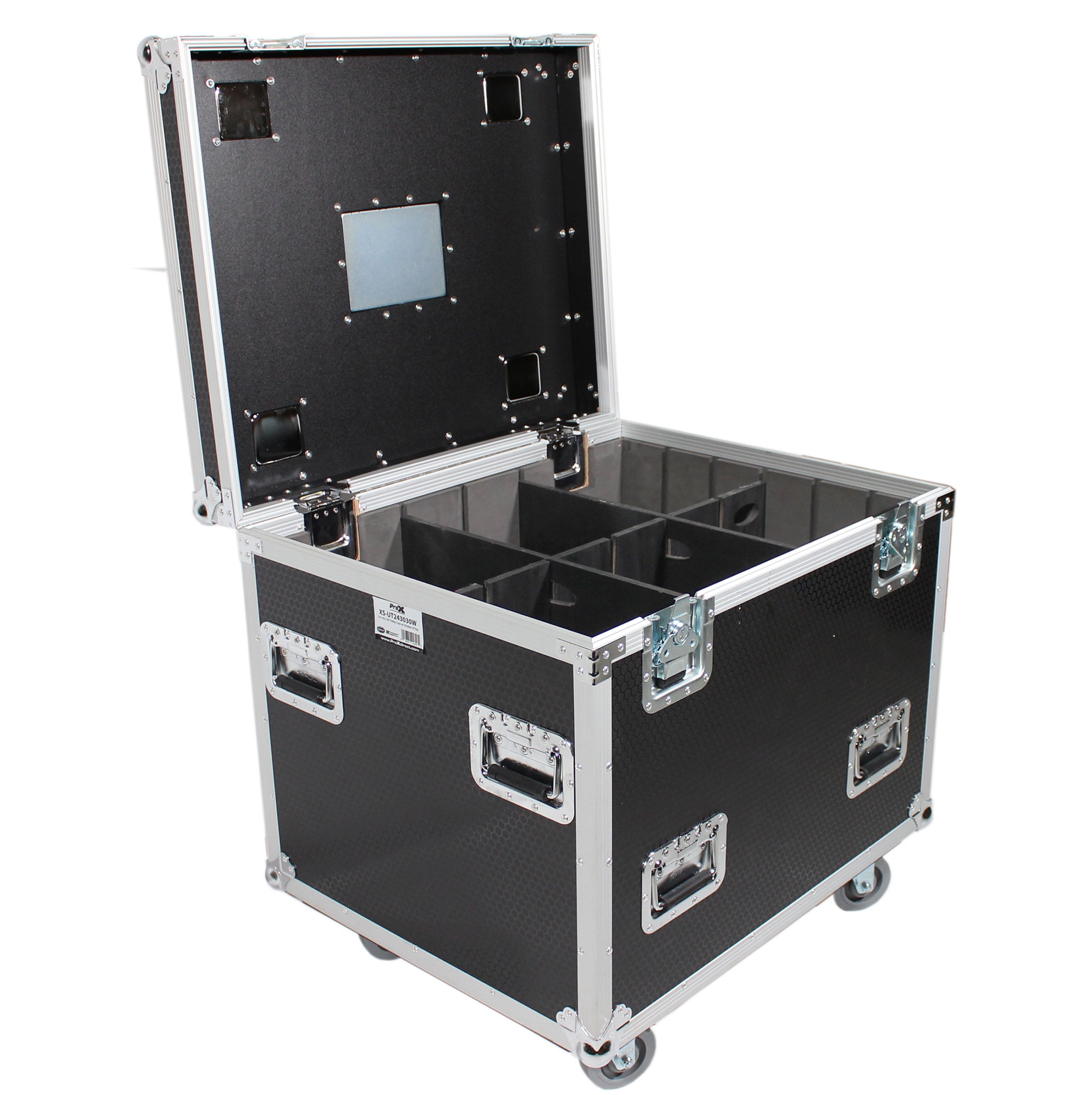 TruckPax Utility ATA Flight Case Truck Storage Road Case with Dividers Tray and 4" in casters – 24"x30"x30" Ext