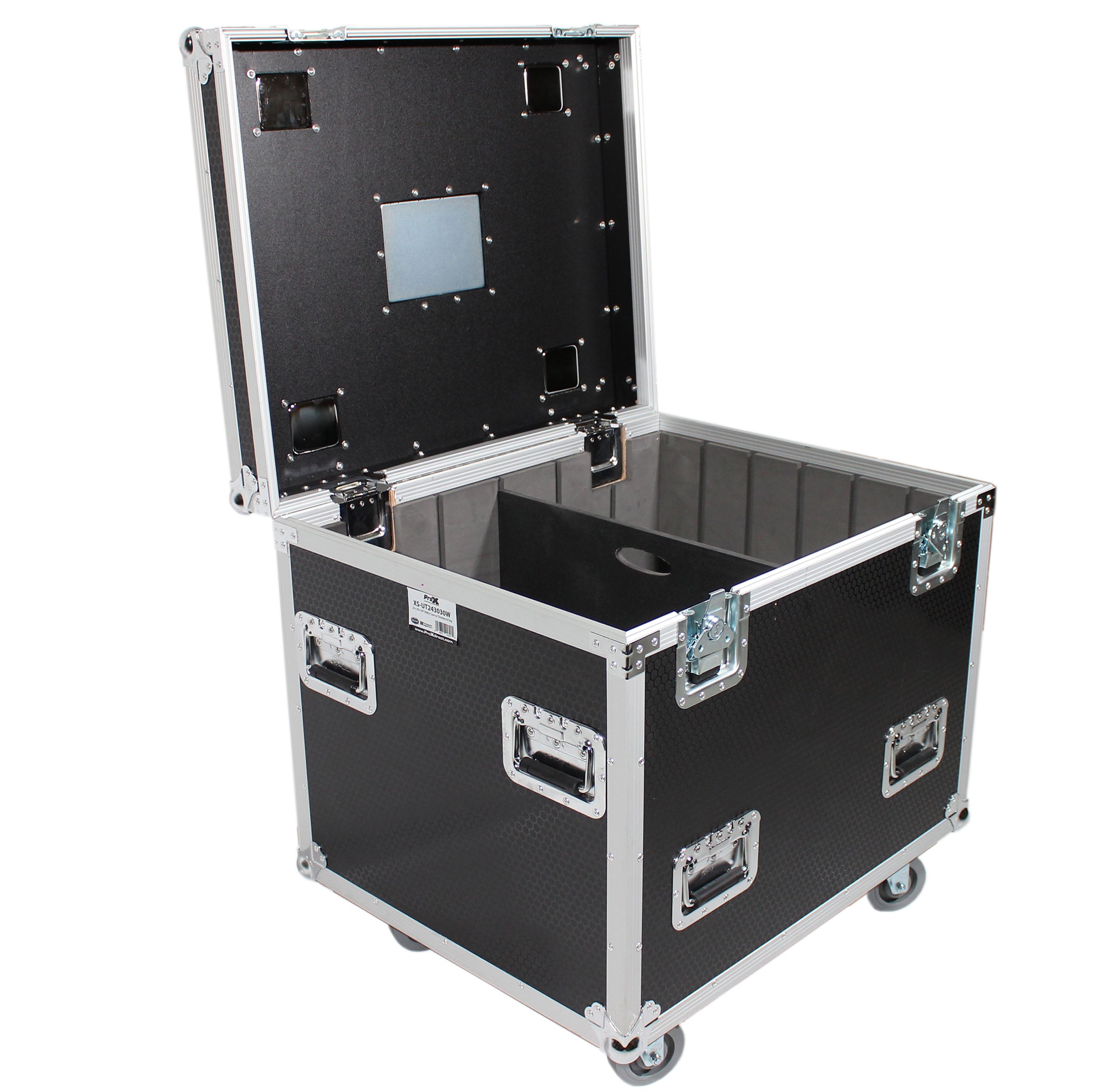 TruckPax Utility ATA Flight Case Truck Storage Road Case with Dividers Tray and 4" in casters – 24"x30"x30" Ext