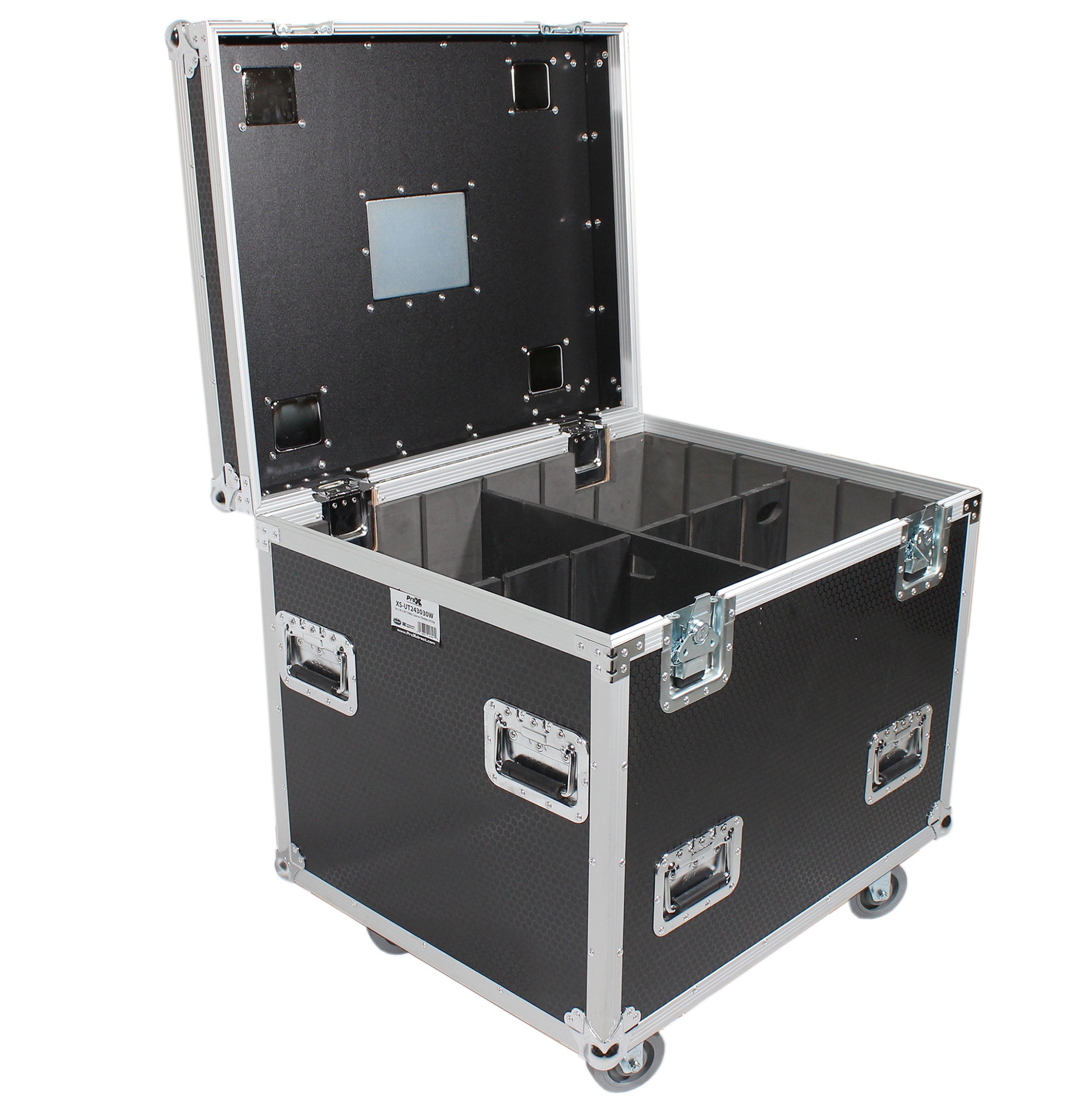 TruckPax Utility ATA Flight Case Truck Storage Road Case with Dividers Tray and 4" in casters – 24"x30"x30" Ext