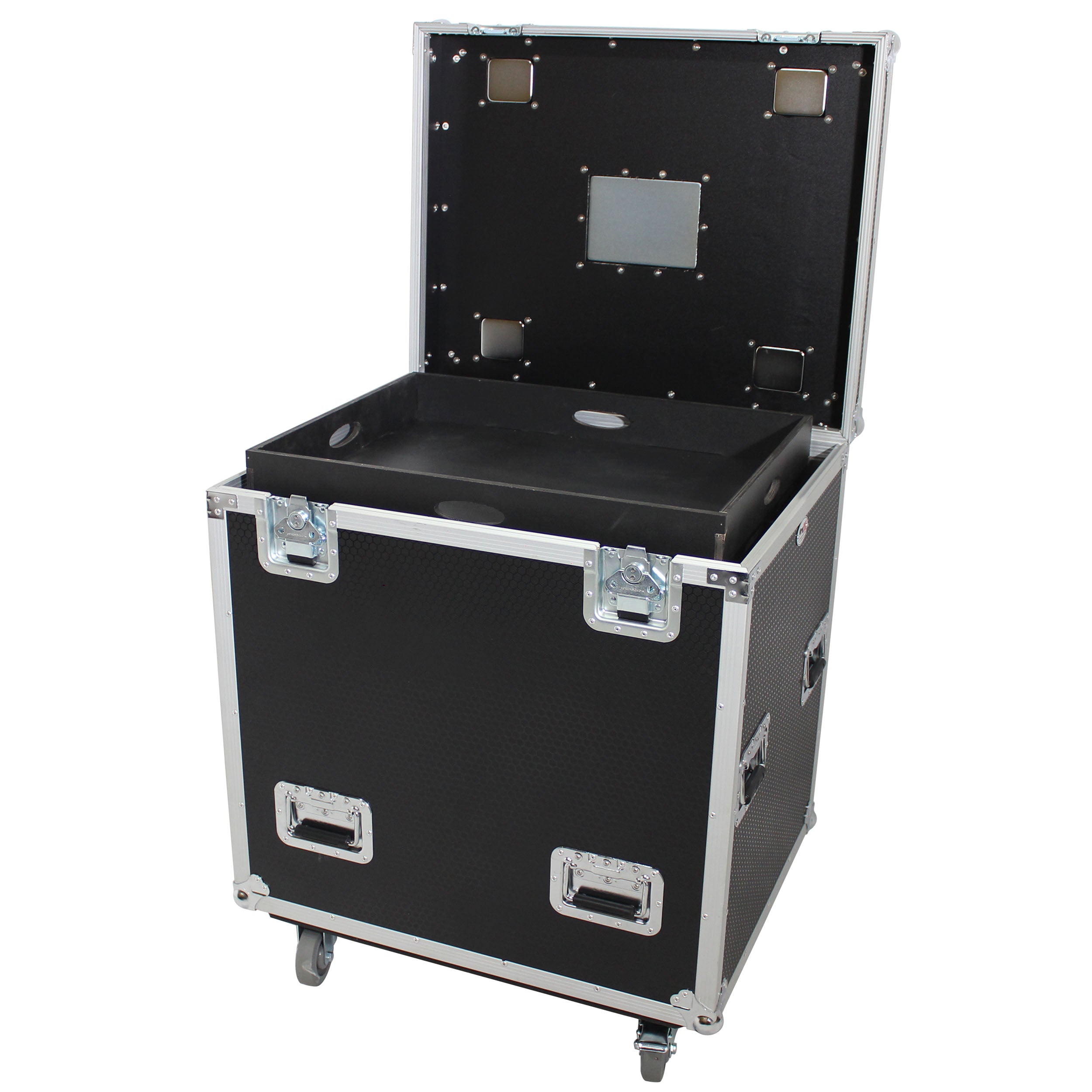 TruckPax Utility ATA Flight Case Truck Storage Road Case with Dividers Tray and 4" in casters – 24"x30"x36" Ext