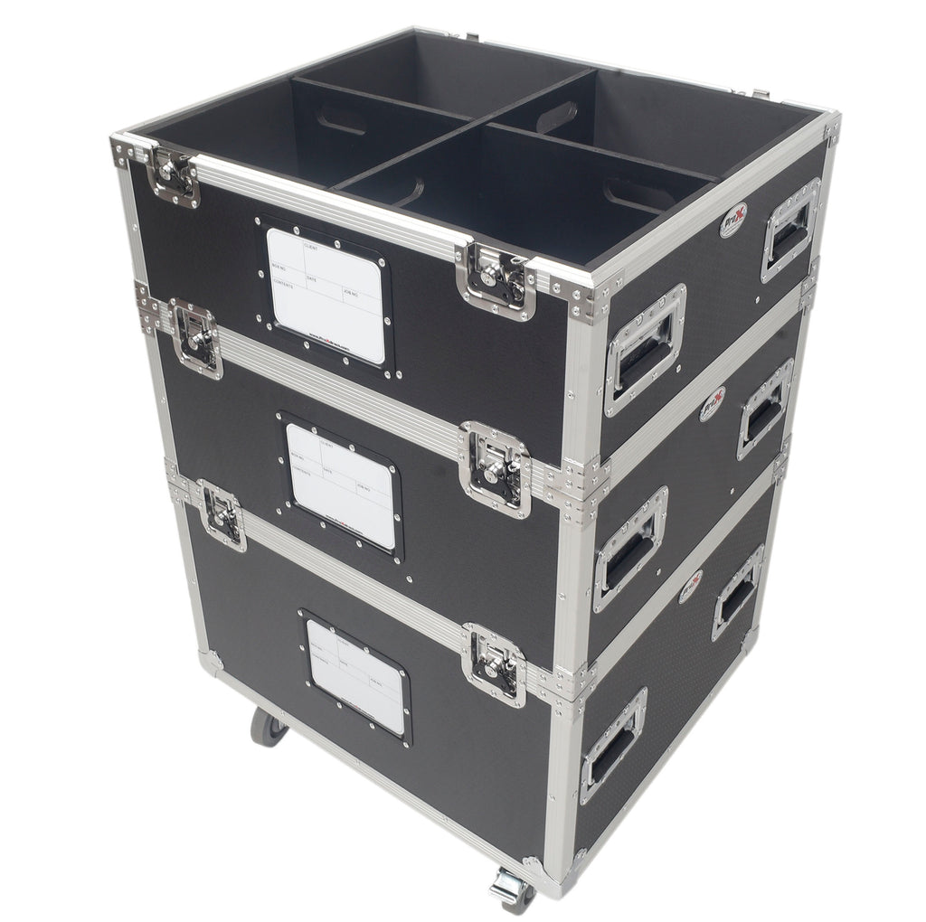 5 Tier TruckPax Utility ATA Flight Case Truck Storage Road Case with Dividers and 4" in casters – 24"x30"x68" Ext