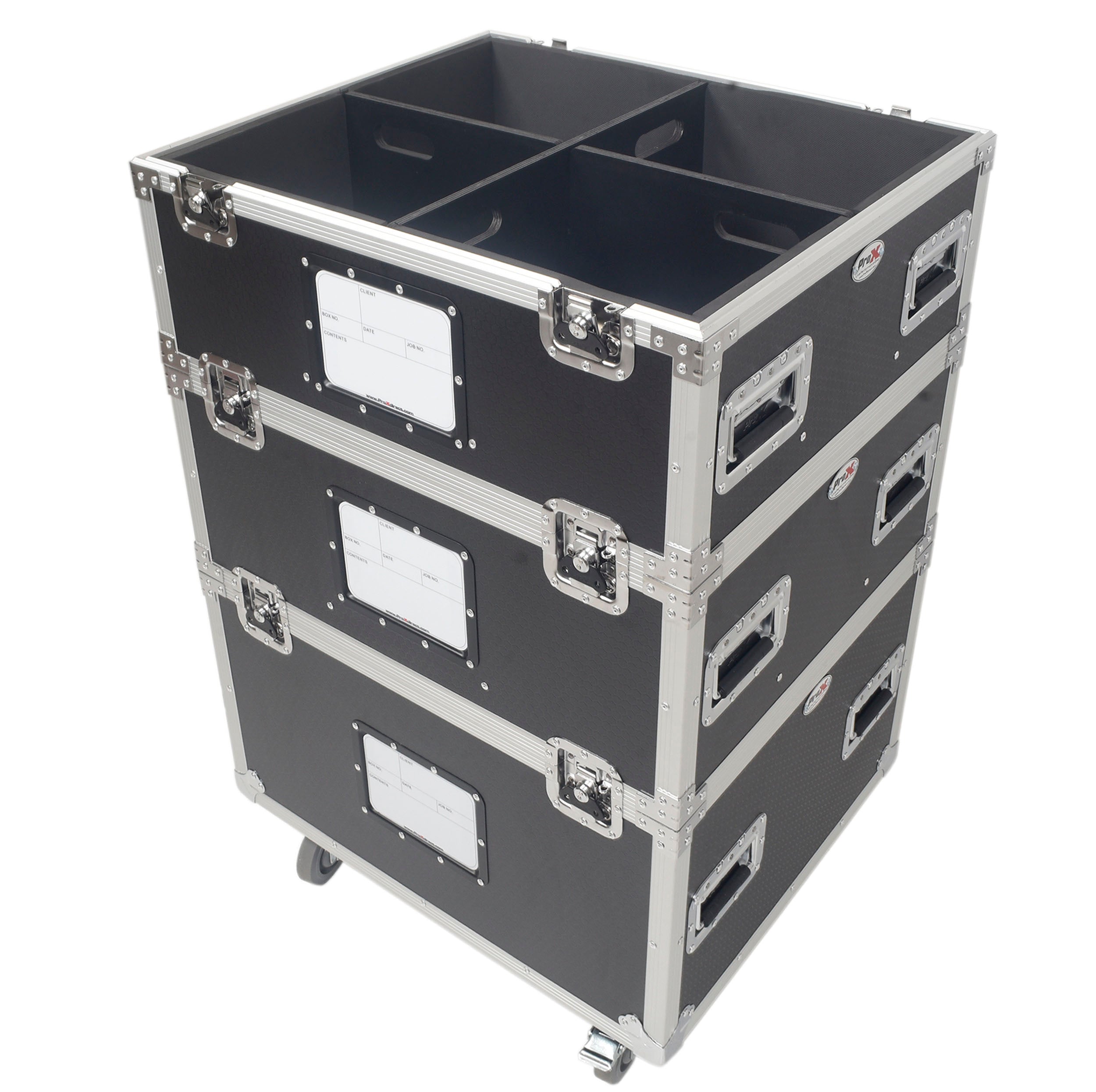 5 Tier TruckPax Utility ATA Flight Case Truck Storage Road Case with Dividers and 4" in casters – 24"x30"x68" Ext