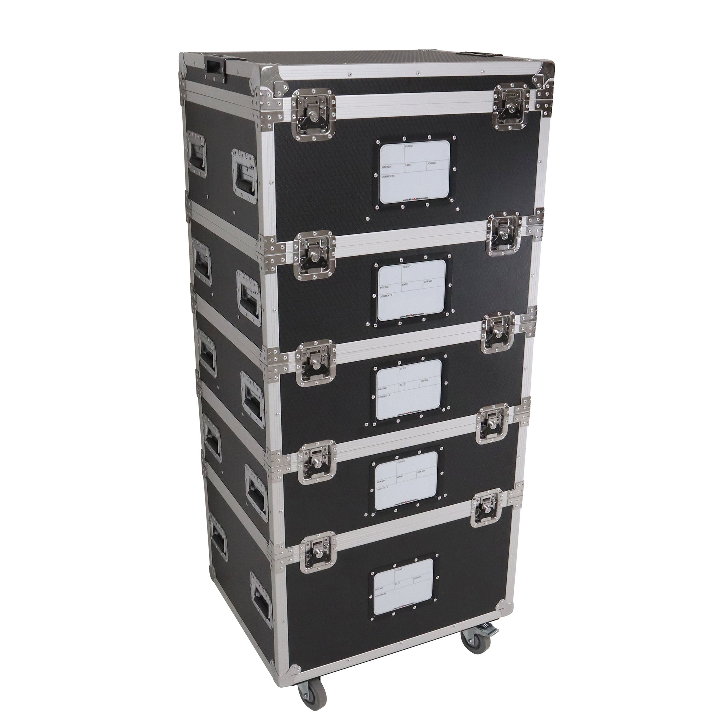 5 Tier TruckPax Utility ATA Flight Case Truck Storage Road Case with Dividers and 4" in casters – 24"x30"x68" Ext