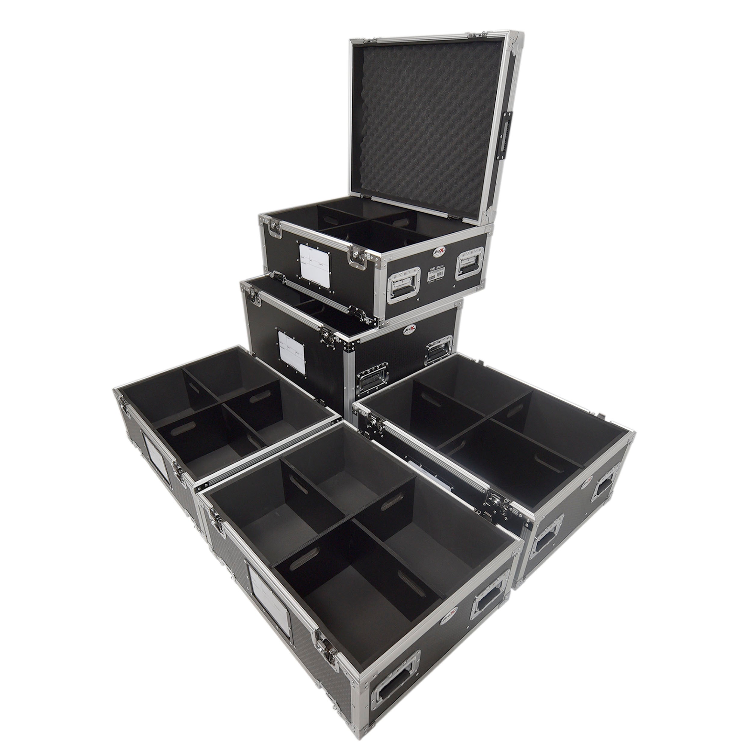5 Tier TruckPax Utility ATA Flight Case Truck Storage Road Case with Dividers and 4" in casters – 24"x30"x68" Ext