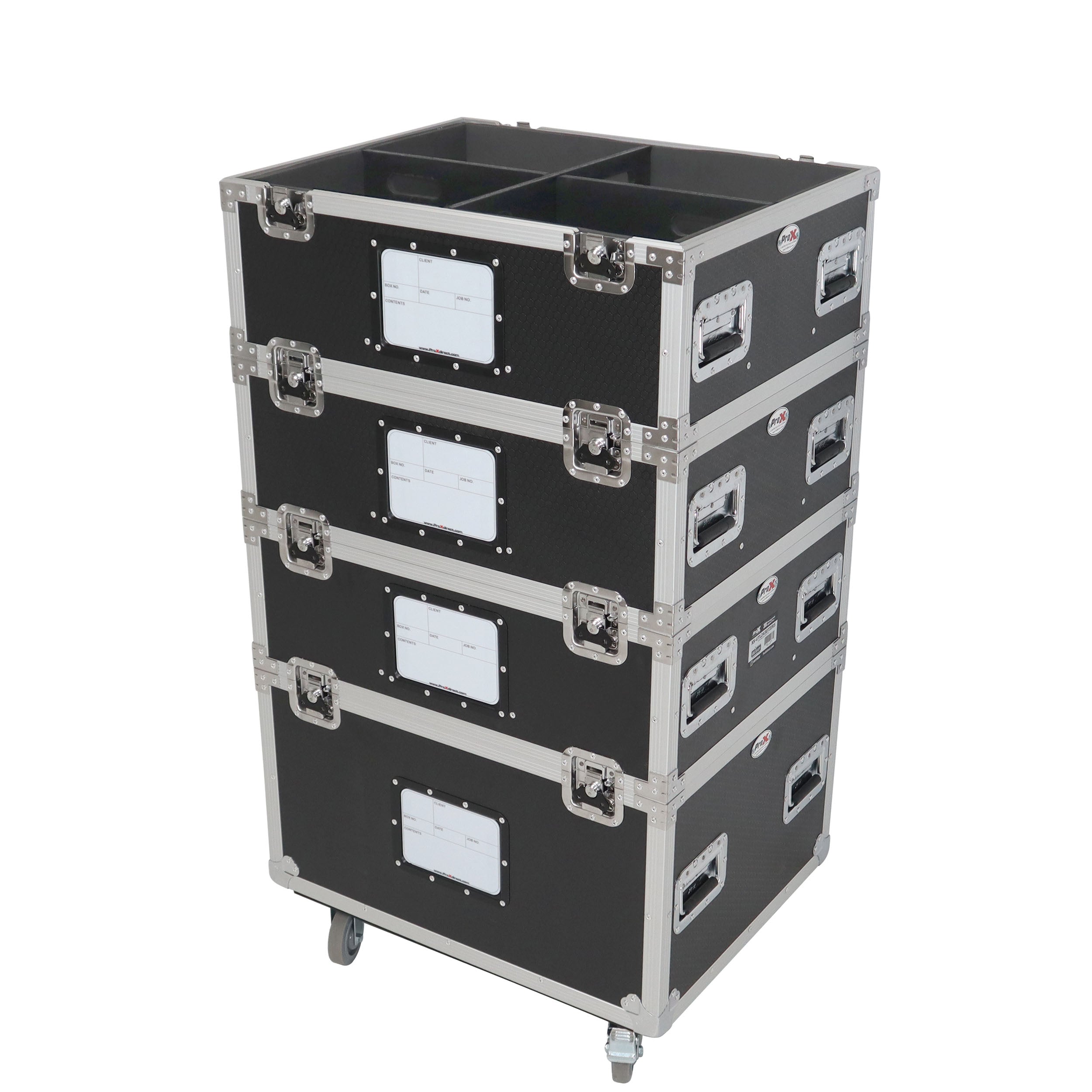 5 Tier TruckPax Utility ATA Flight Case Truck Storage Road Case with Dividers and 4" in casters – 24"x30"x68" Ext