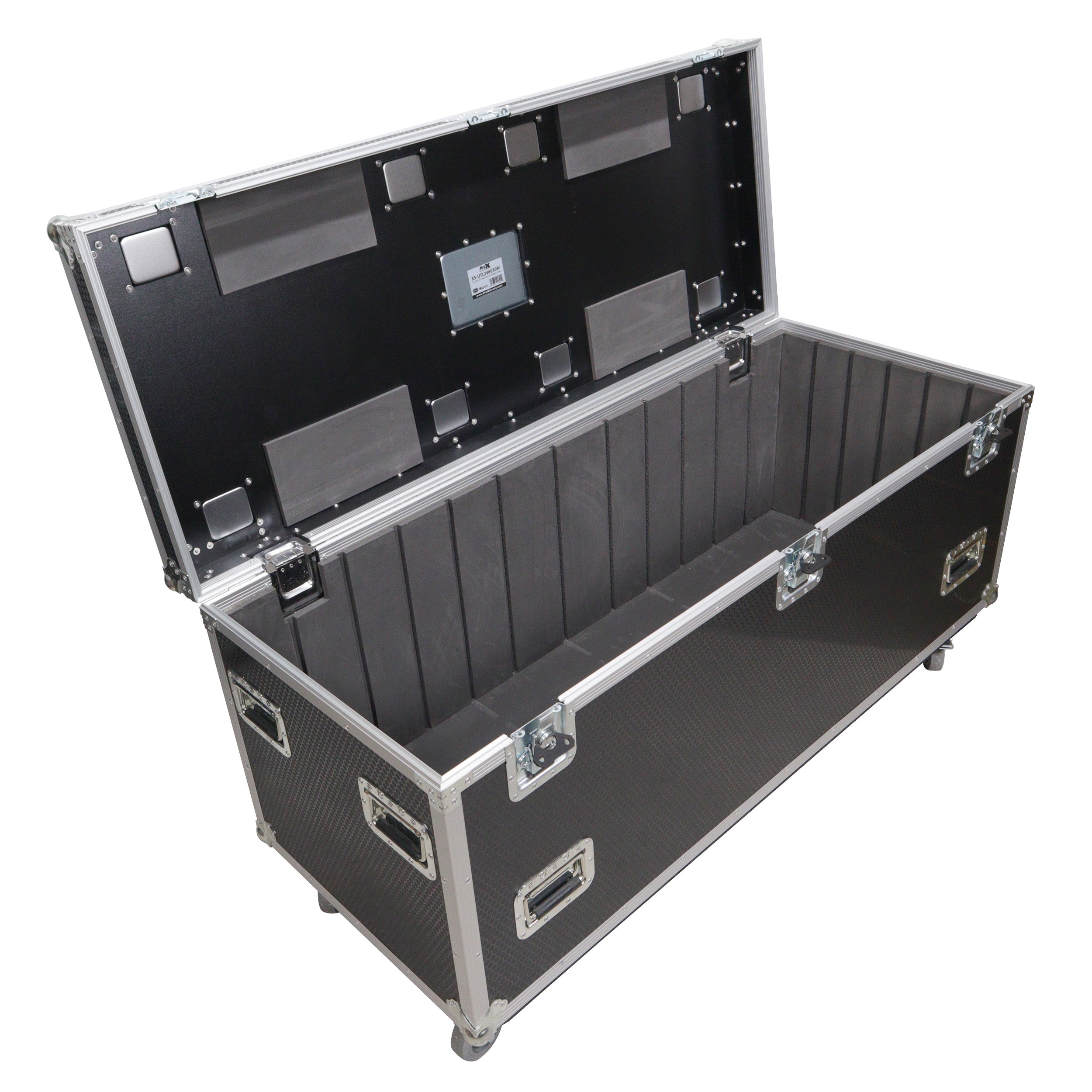 TruckPax Utility ATA Flight Case Truck Storage Road Case with Dividers Tray and 4" in casters - 24"x60"x30" Ext