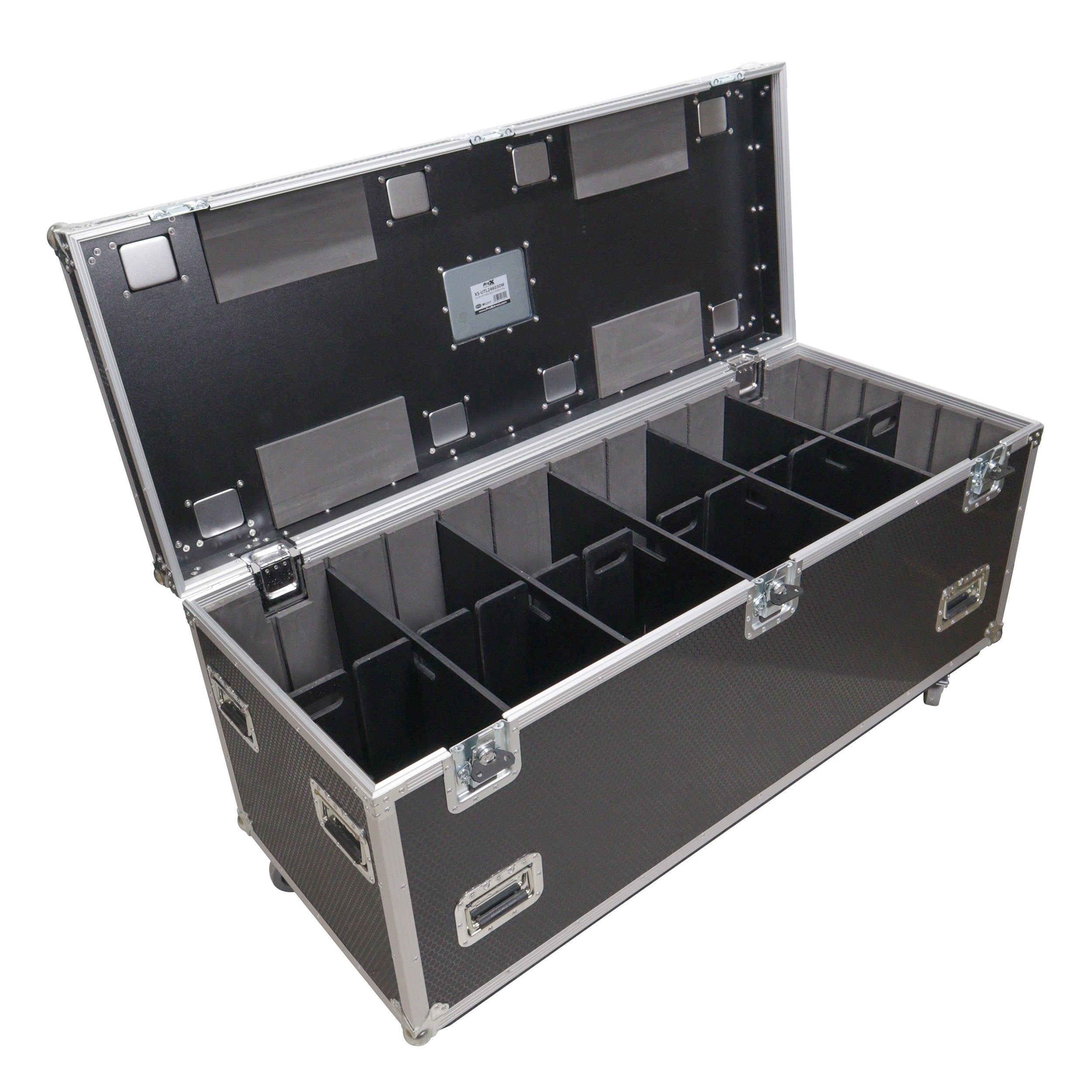 TruckPax Utility ATA Flight Case Truck Storage Road Case with Dividers Tray and 4" in casters - 24"x60"x30" Ext