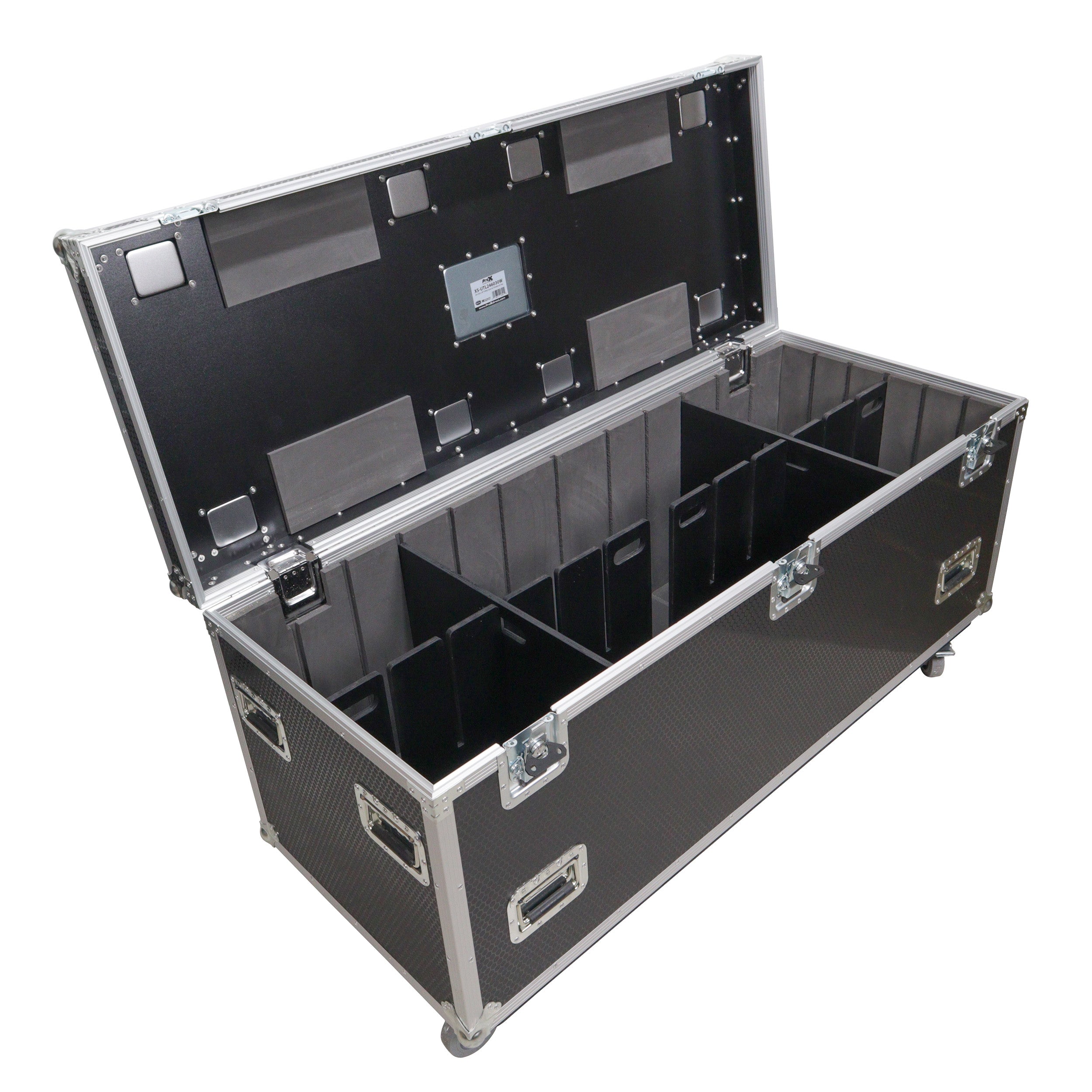 TruckPax Utility ATA Flight Case Truck Storage Road Case with Dividers Tray and 4" in casters - 24"x60"x30" Ext