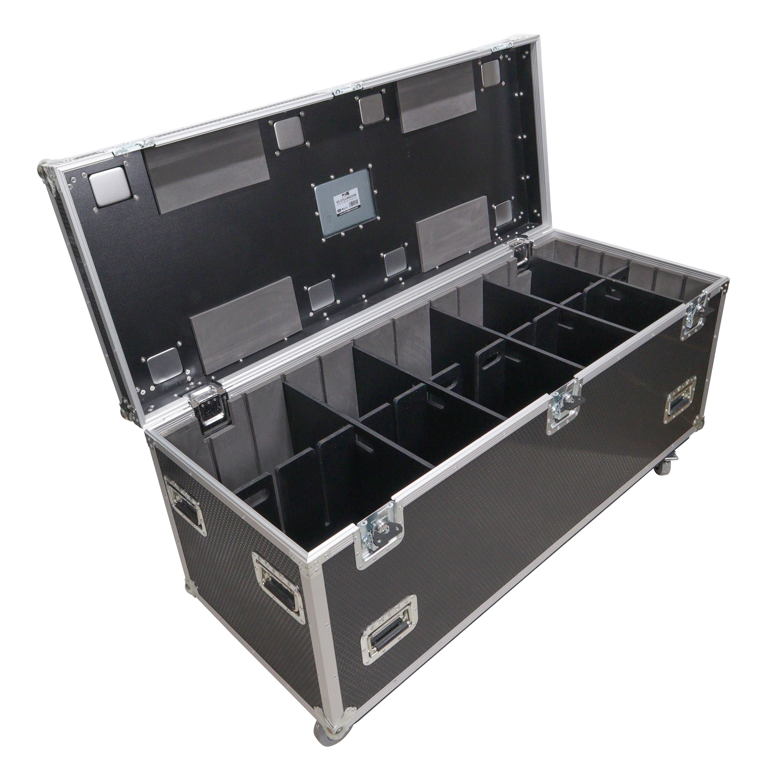 TruckPax Utility ATA Flight Case Truck Storage Road Case with Dividers Tray and 4" in casters - 24"x60"x30" Ext