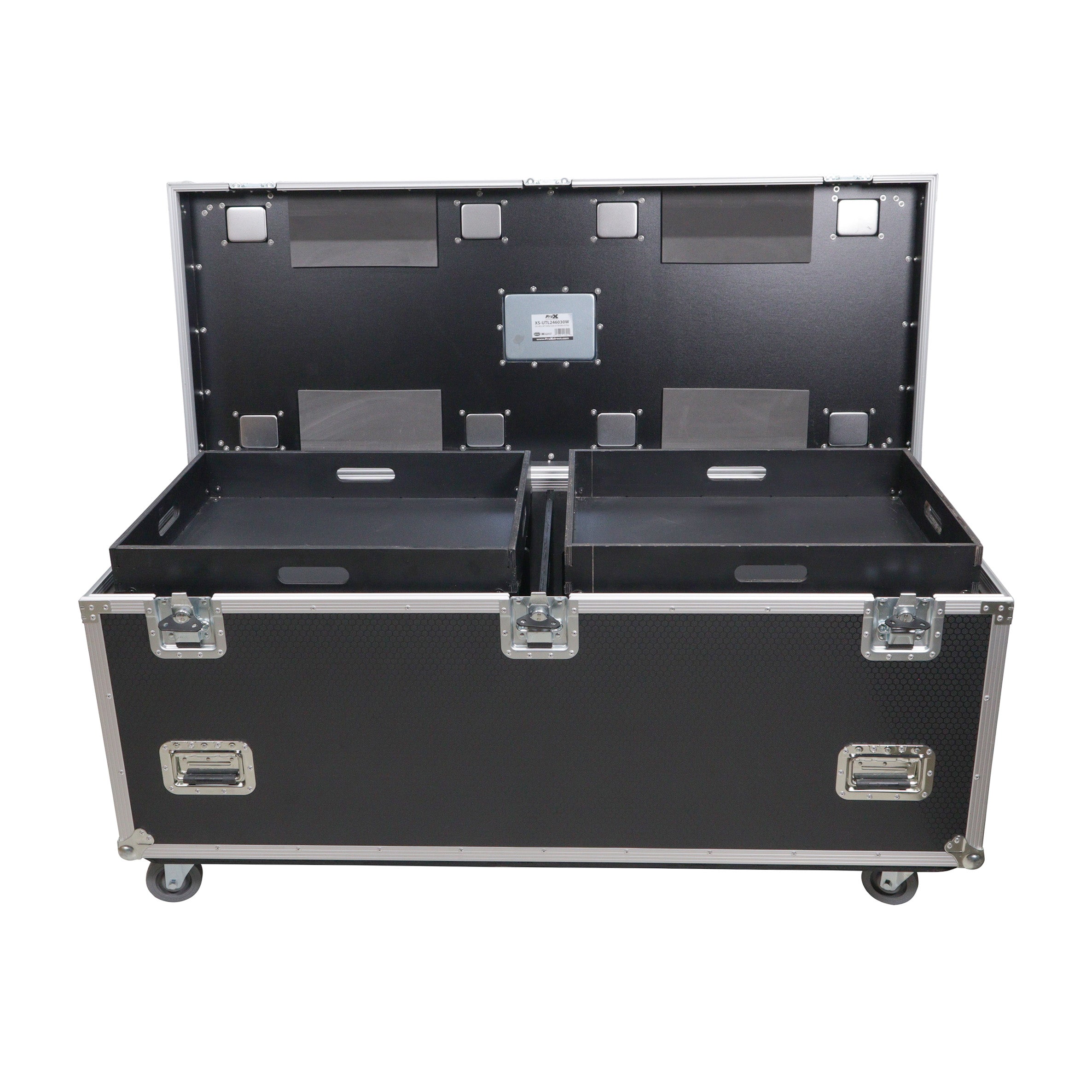 TruckPax Utility ATA Flight Case Truck Storage Road Case with Dividers Tray and 4" in casters - 24"x60"x30" Ext