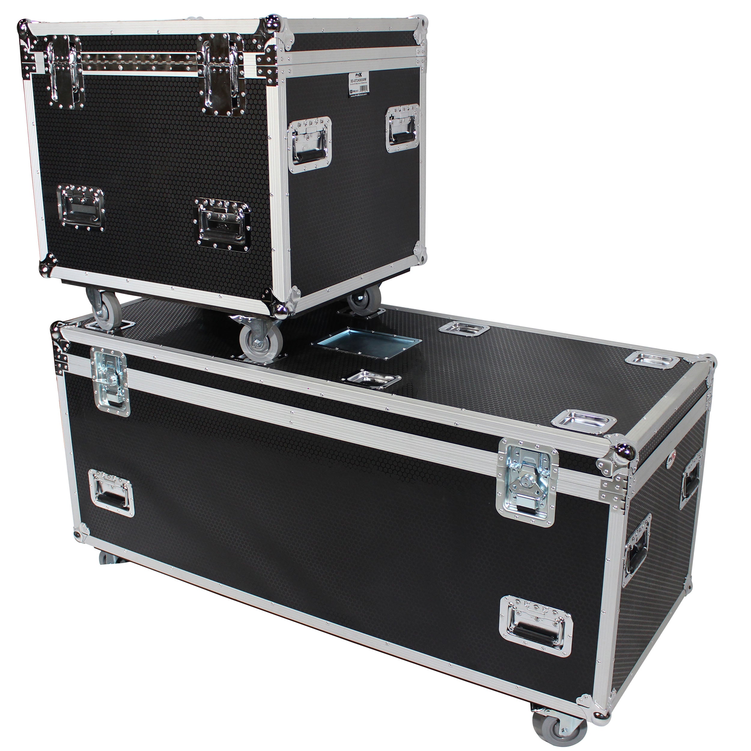 TruckPax Utility ATA Flight Case Truck Storage Road Case with Dividers Tray and 4" in casters - 24"x60"x30" Ext