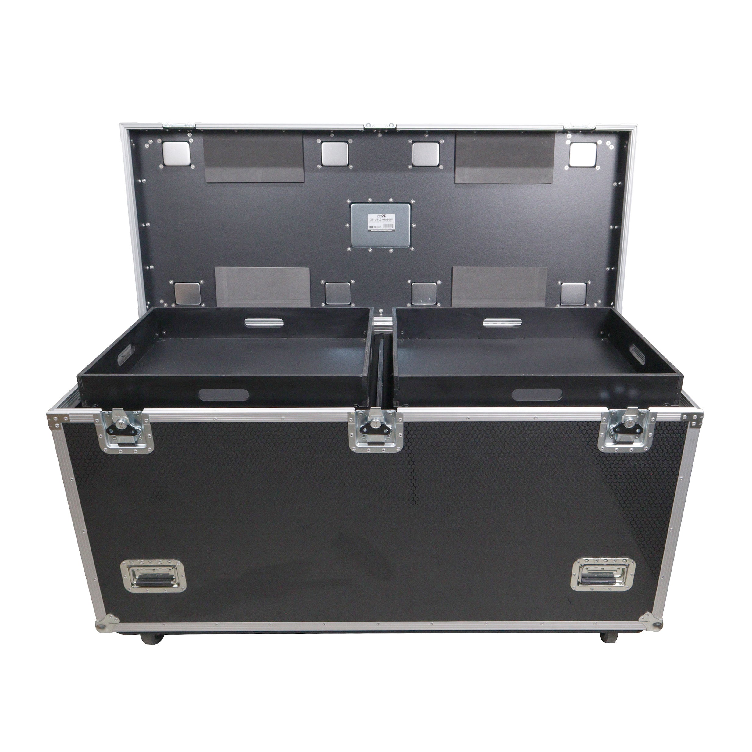 TruckPax Utility ATA Flight Case Truck Storage Road Case with Dividers Tray and 4" in casters – 24"x60"x36" Ext