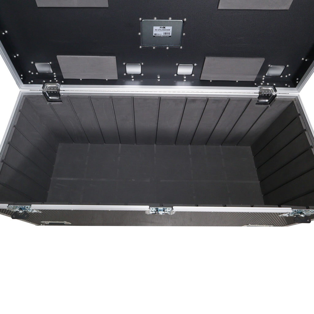 TruckPax Utility ATA Flight Case Truck Storage Road Case with Dividers Tray and 4" in casters – 24"x60"x36" Ext