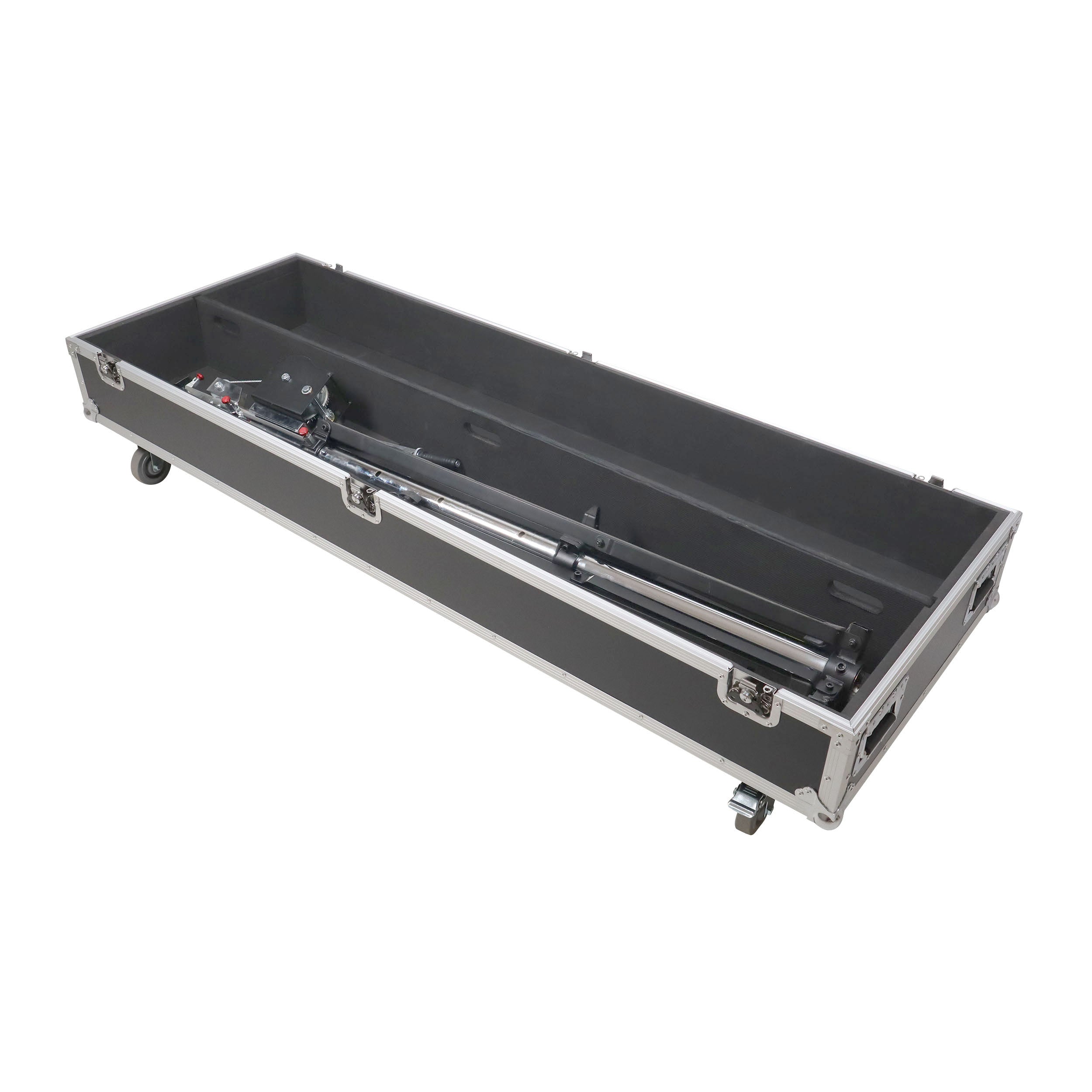 Dual Light Stand XT-LS132 ATA Utility Flight Storage Road Case with 4" in casters holds 2x 7" H x 11" D x 72"W