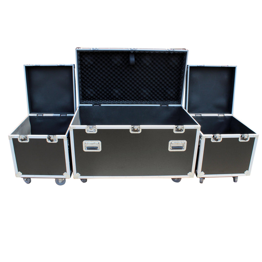Package of 3 Utility ATA Flight Travel Storage Road Case – Includes 1-Large and 2-Half Size with 4" Casters