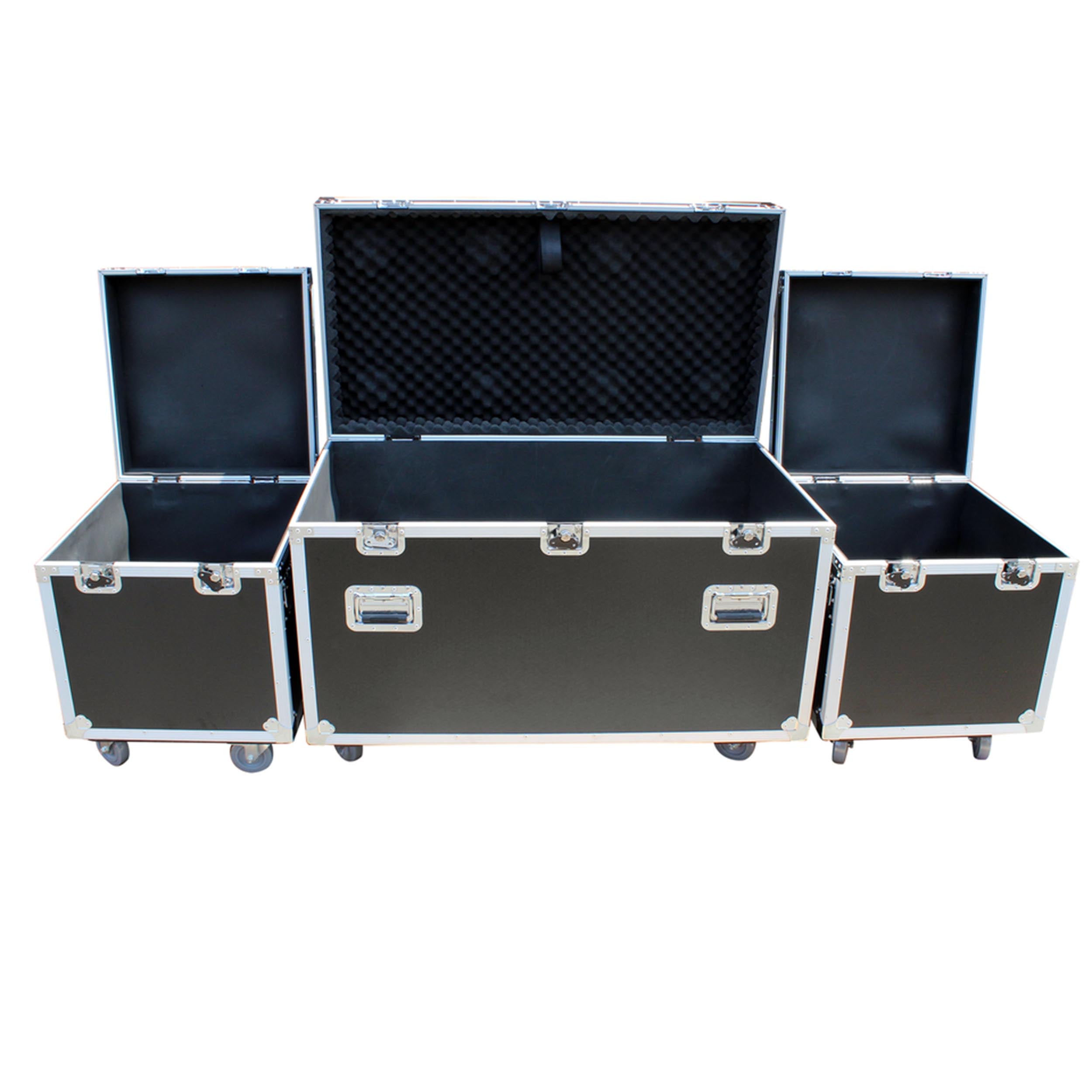 Package of 3 Utility ATA Flight Travel Storage Road Case – Includes 1-Large and 2-Half Size with 4" Casters