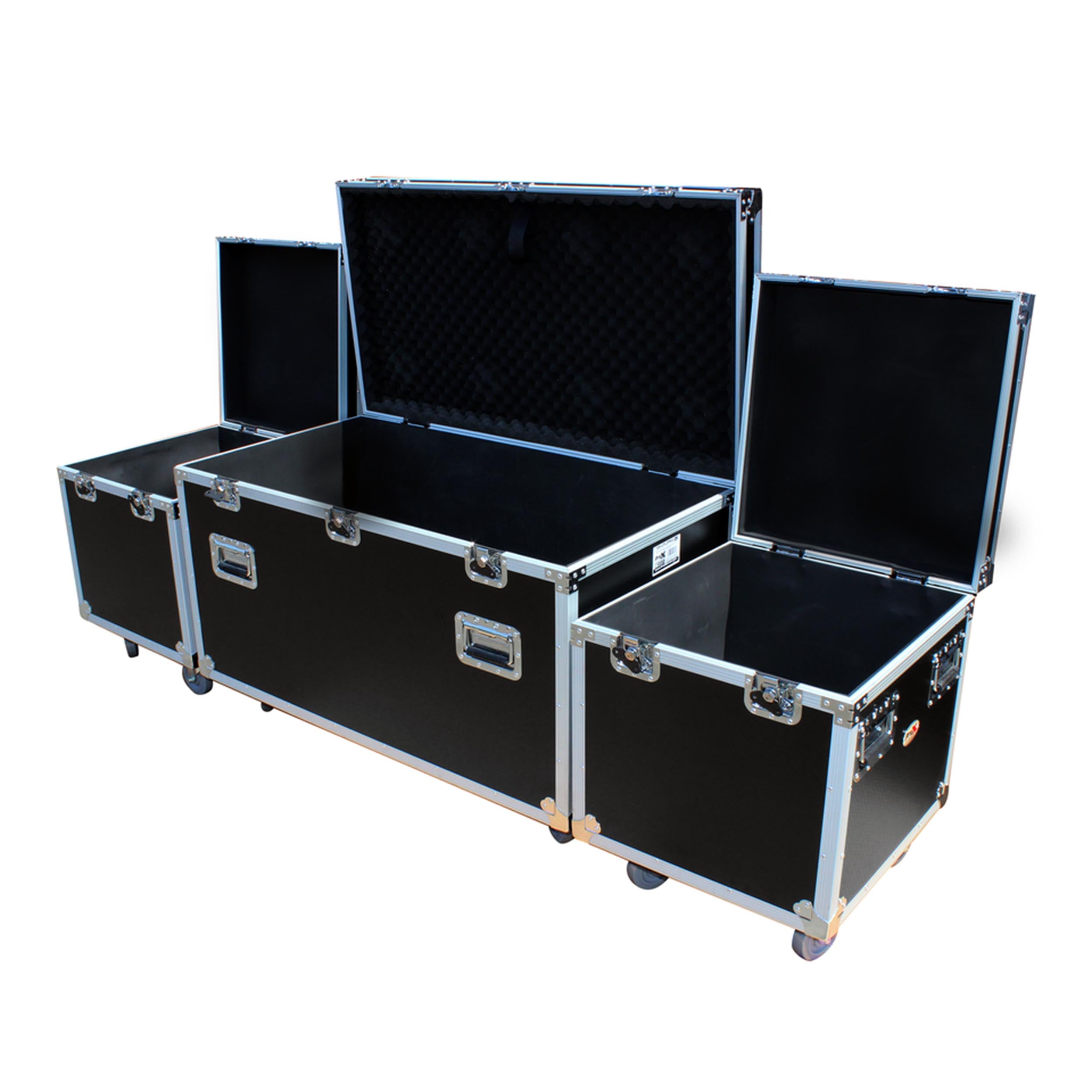 Package of 3 Utility ATA Flight Travel Storage Road Case – Includes 1-Large and 2-Half Size with 4" Casters
