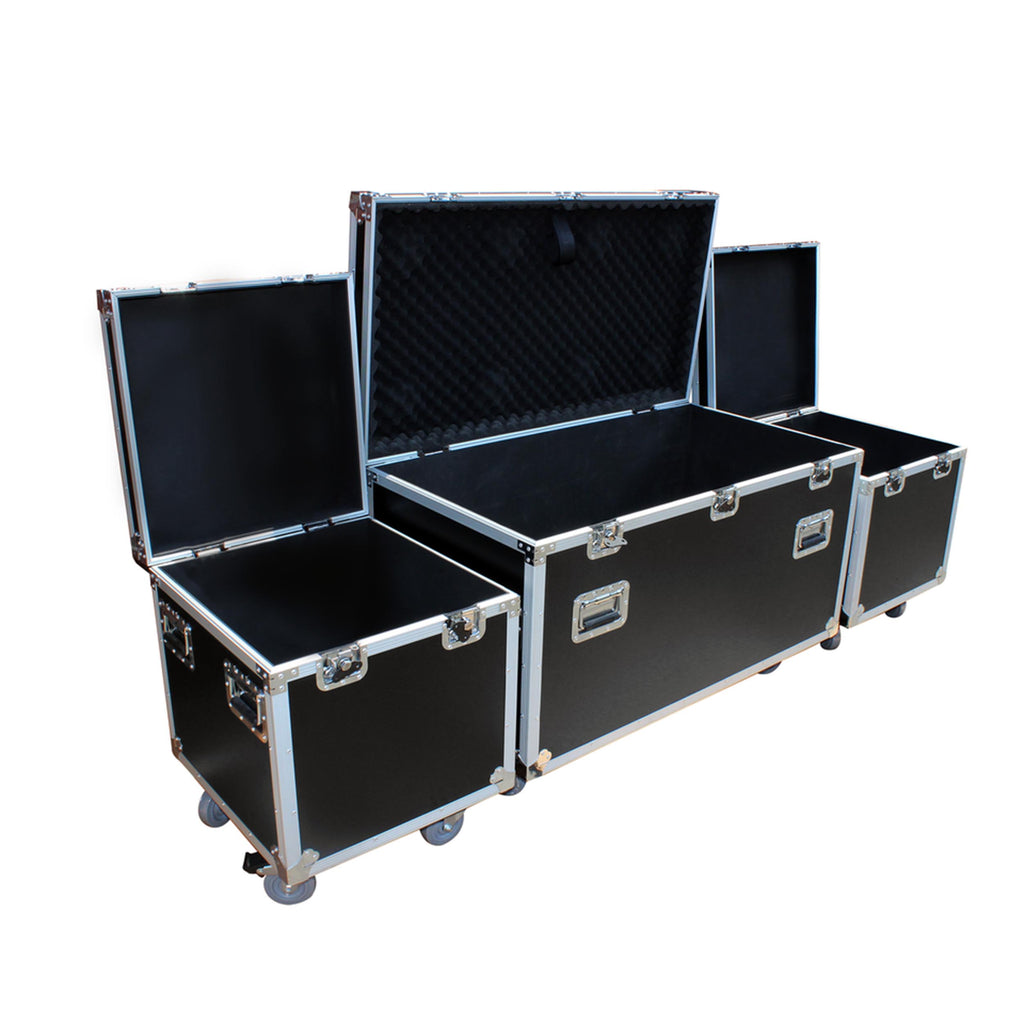 Package of 3 Utility ATA Flight Travel Storage Road Case – Includes 1-Large and 2-Half Size with 4" Casters