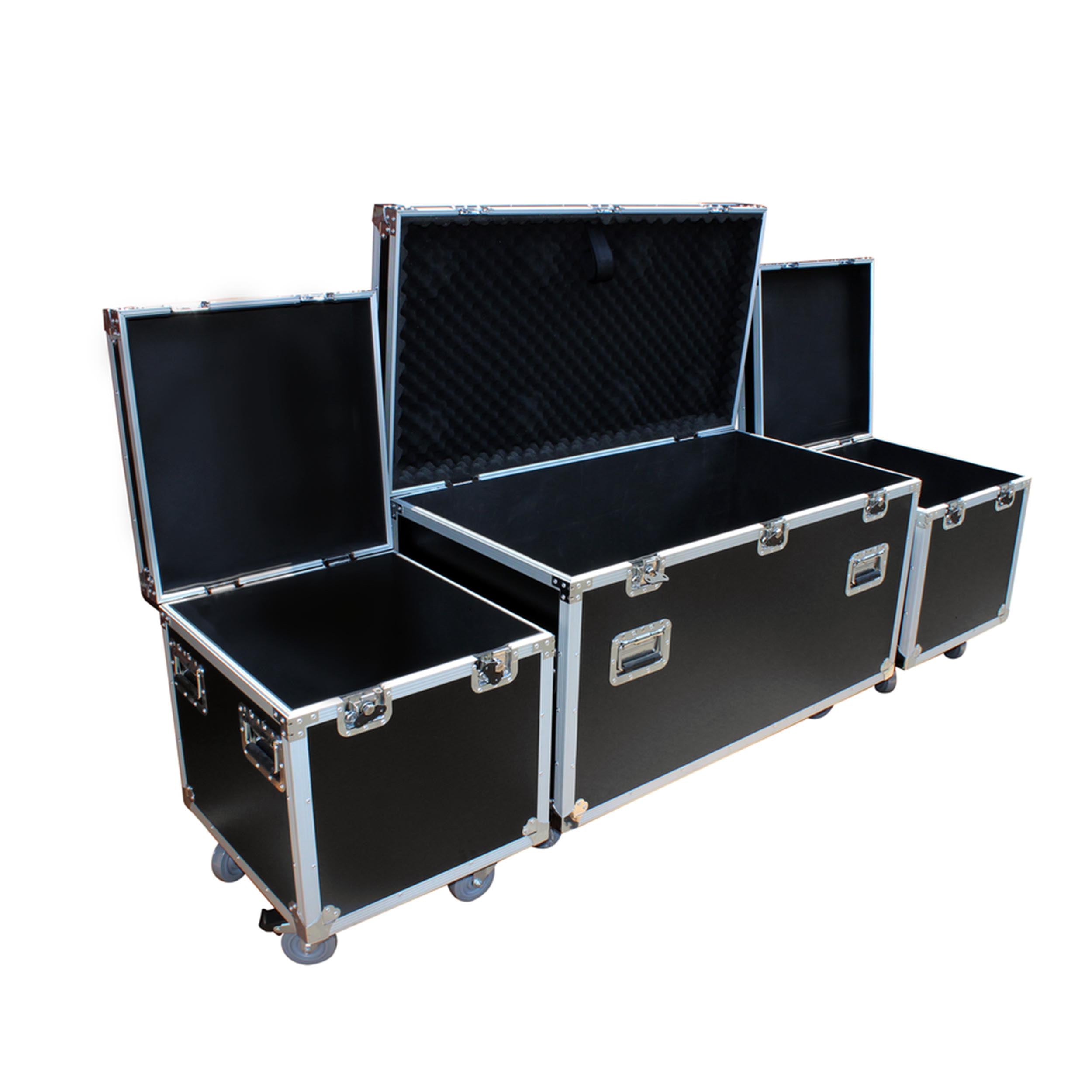 Package of 3 Utility ATA Flight Travel Storage Road Case – Includes 1-Large and 2-Half Size with 4" Casters