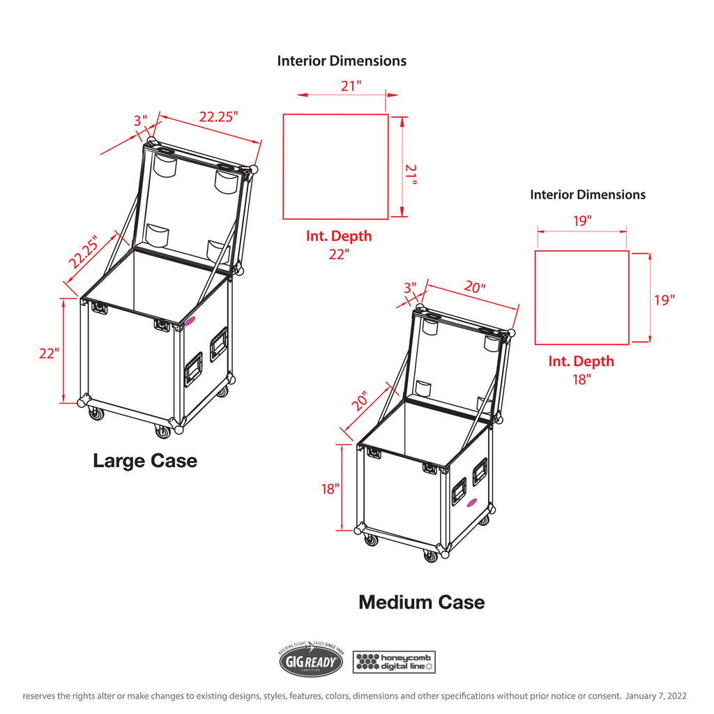 Package of 2 Utility ATA Flight Travel Storage Road Case – Includes 1-Large 1-Medium with 4" Casters