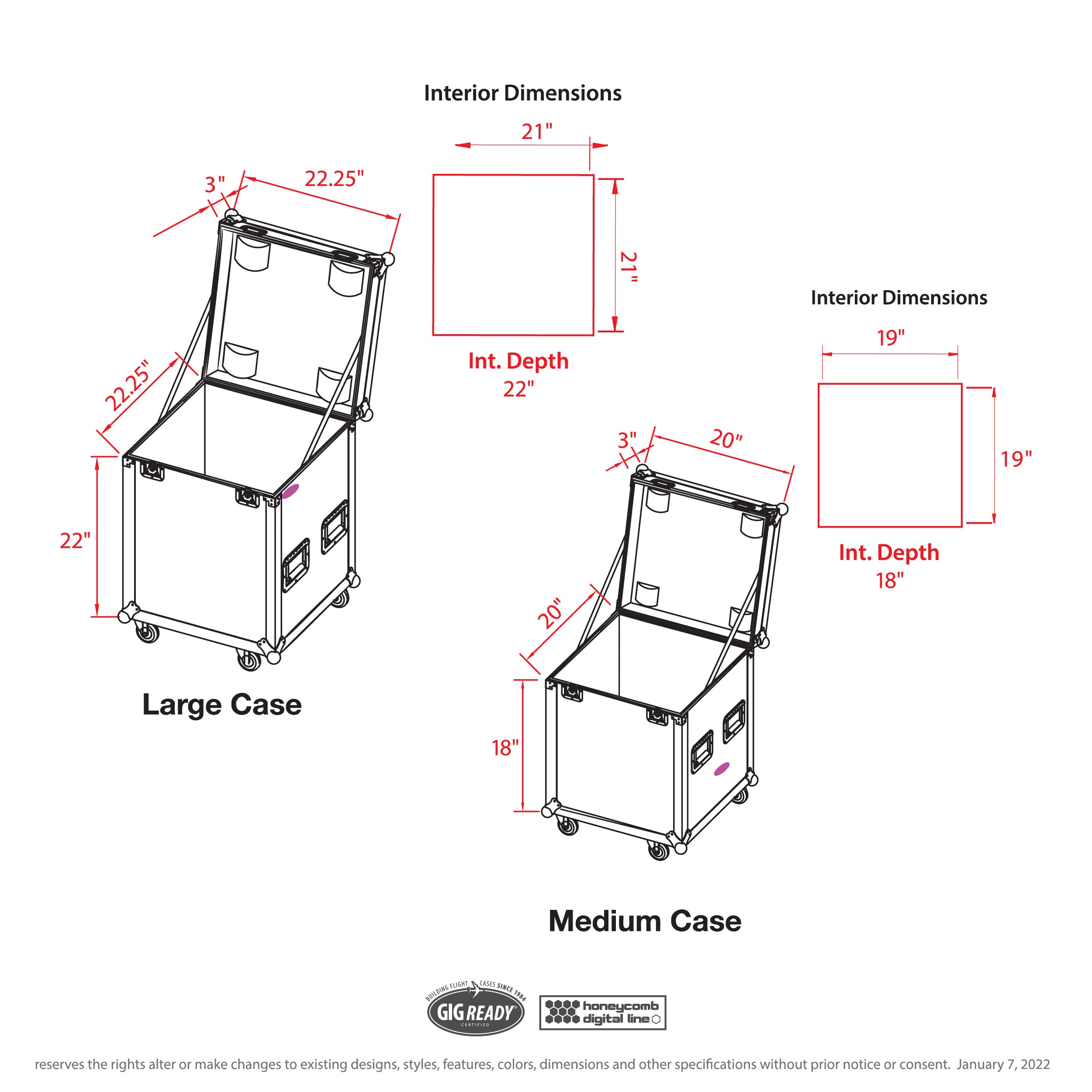 Package of 2 Utility ATA Flight Travel Storage Road Case – Includes 1-Large 1-Medium with 4" Casters