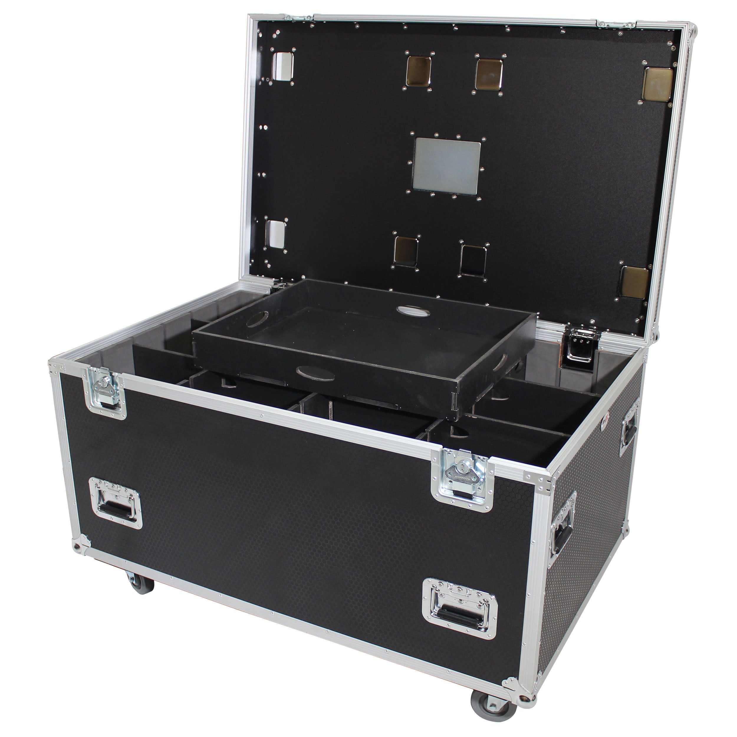 TruckPax Utility ATA Flight Case Truck Storage Road Case with Dividers Tray and 4" in casters – 48"x30"x30" Ext