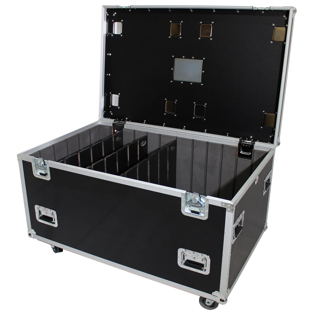 TruckPax Utility ATA Flight Case Truck Storage Road Case with Dividers Tray and 4" in casters – 48"x30"x30" Ext