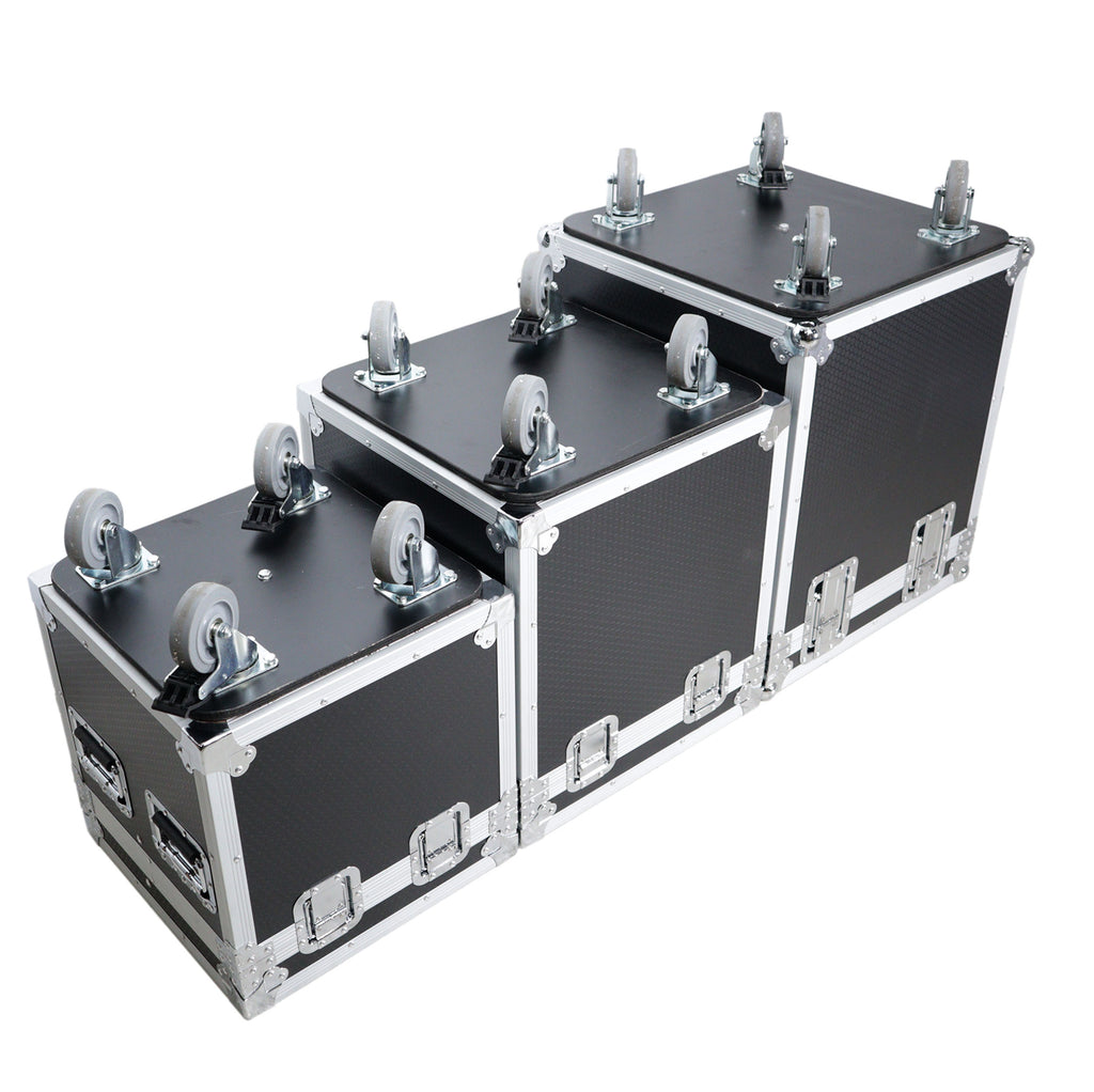 Package of 3 Utility ATA Flight Travel Storage Road Case – Includes 1-Large 1-Medium 1-Small Size with 4" Casters