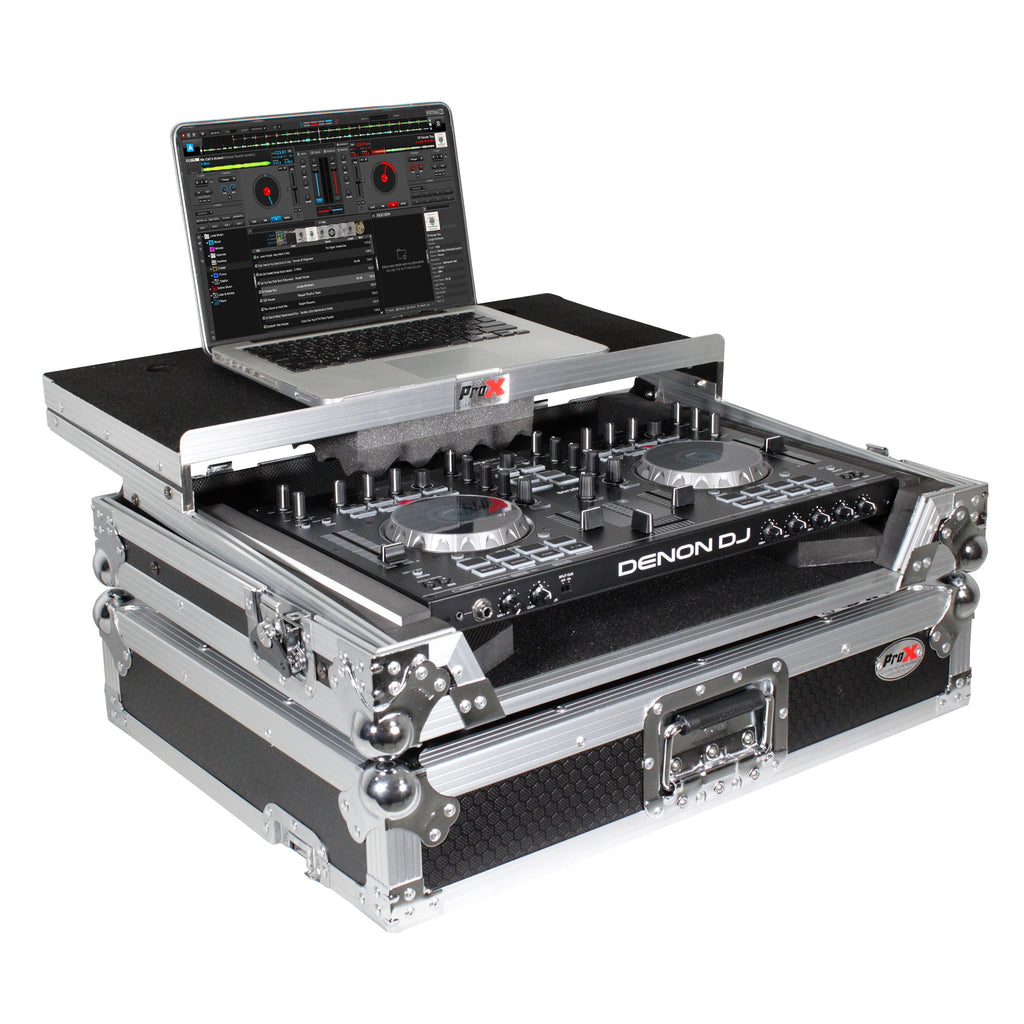 Universal Flight Style Road Case for Medium Sized DJ Controllers with Sliding Laptop Shelf