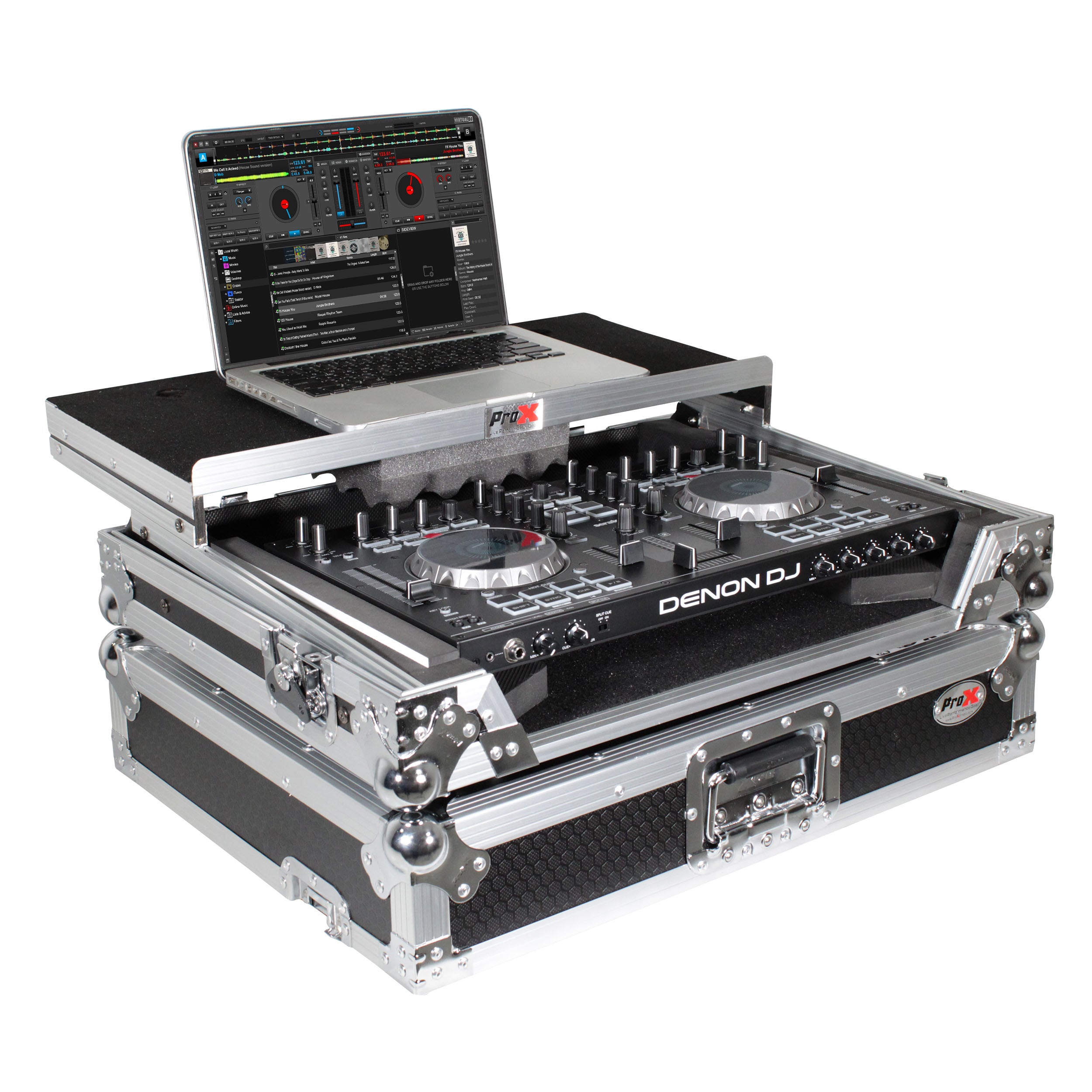 Universal Flight Style Road Case for Medium Sized DJ Controllers with Sliding Laptop Shelf