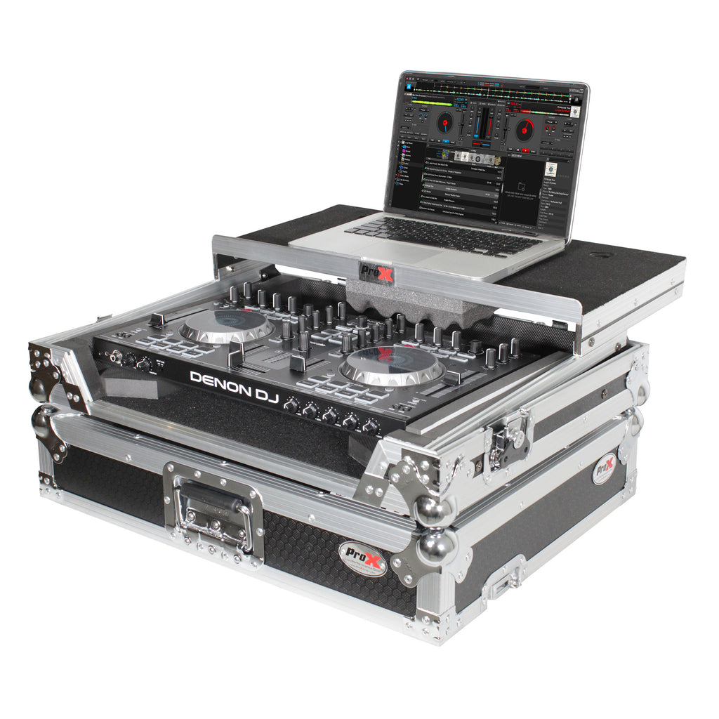 Universal Flight Style Road Case for Medium Sized DJ Controllers with Sliding Laptop Shelf