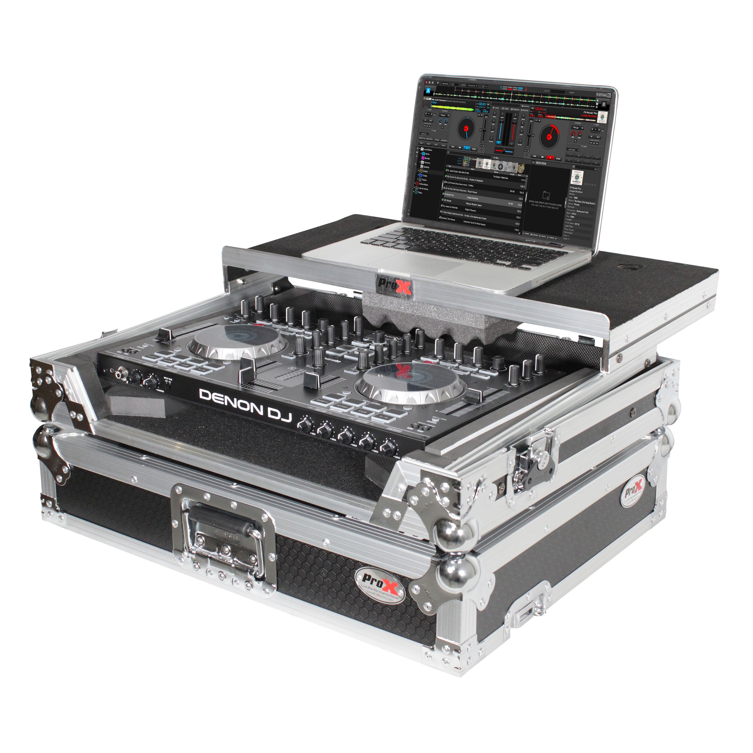 Universal Flight Style Road Case for Medium Sized DJ Controllers with Sliding Laptop Shelf
