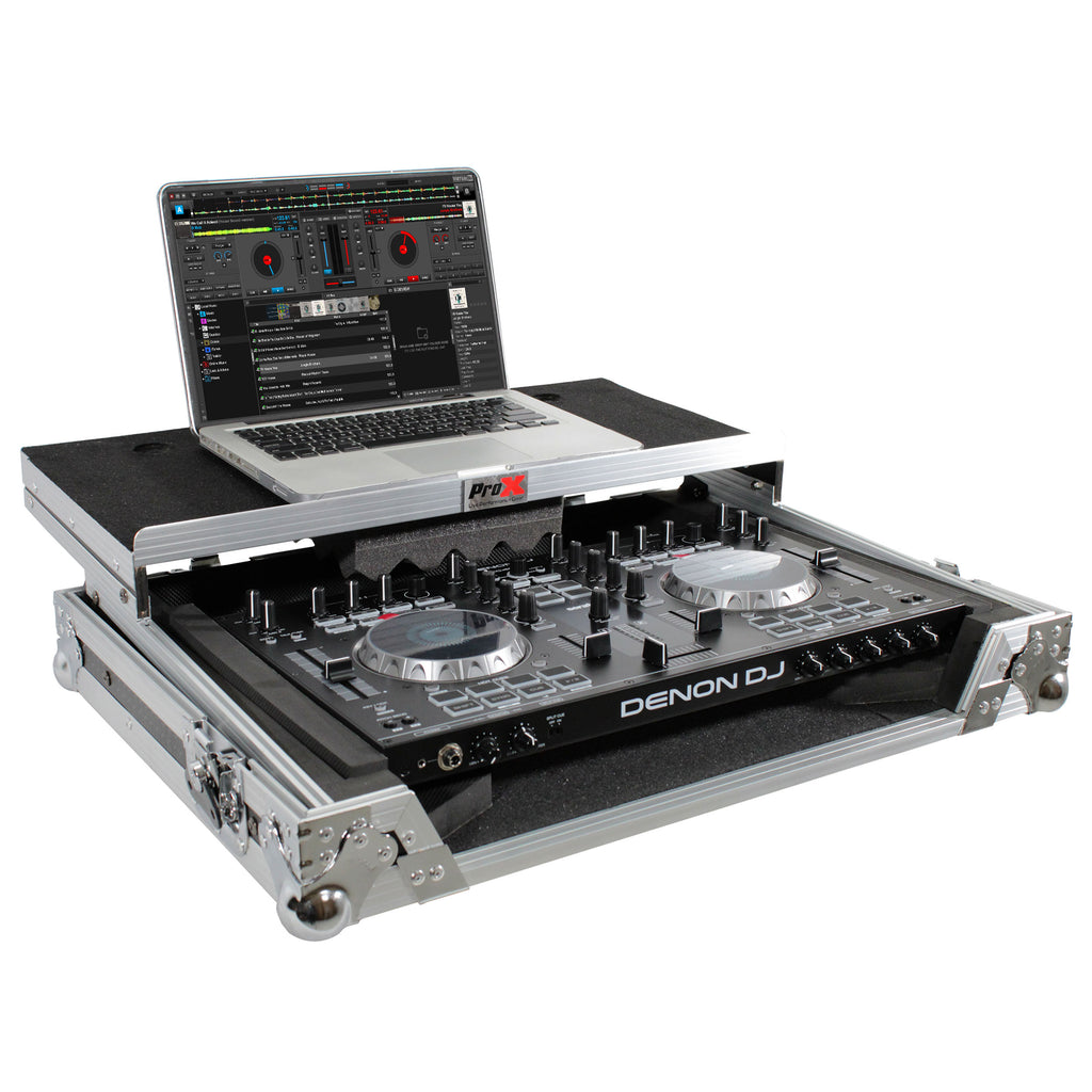 Universal Flight Style Road Case for Medium Sized DJ Controllers with Sliding Laptop Shelf