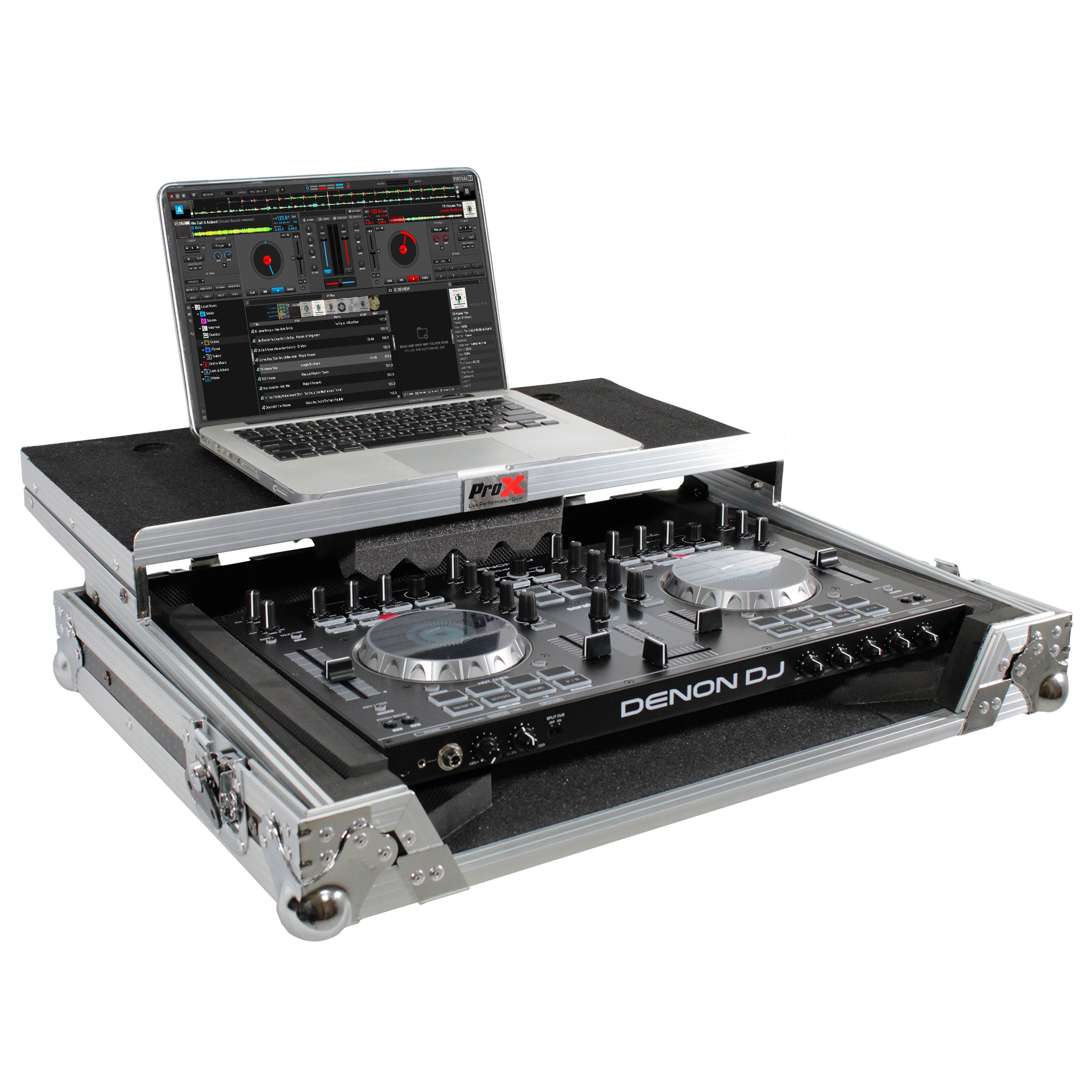 Universal Flight Style Road Case for Medium Sized DJ Controllers with Sliding Laptop Shelf