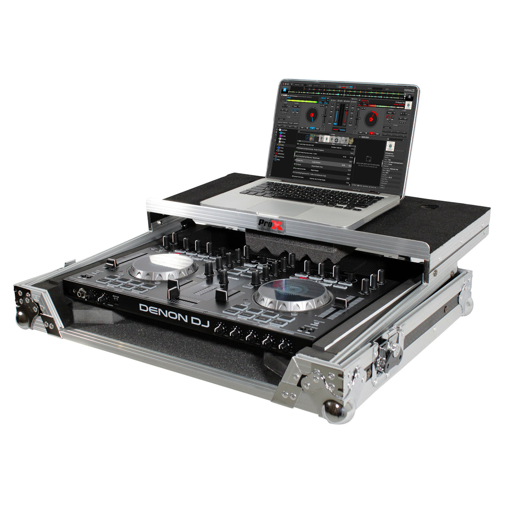 Universal Flight Style Road Case for Medium Sized DJ Controllers with Sliding Laptop Shelf