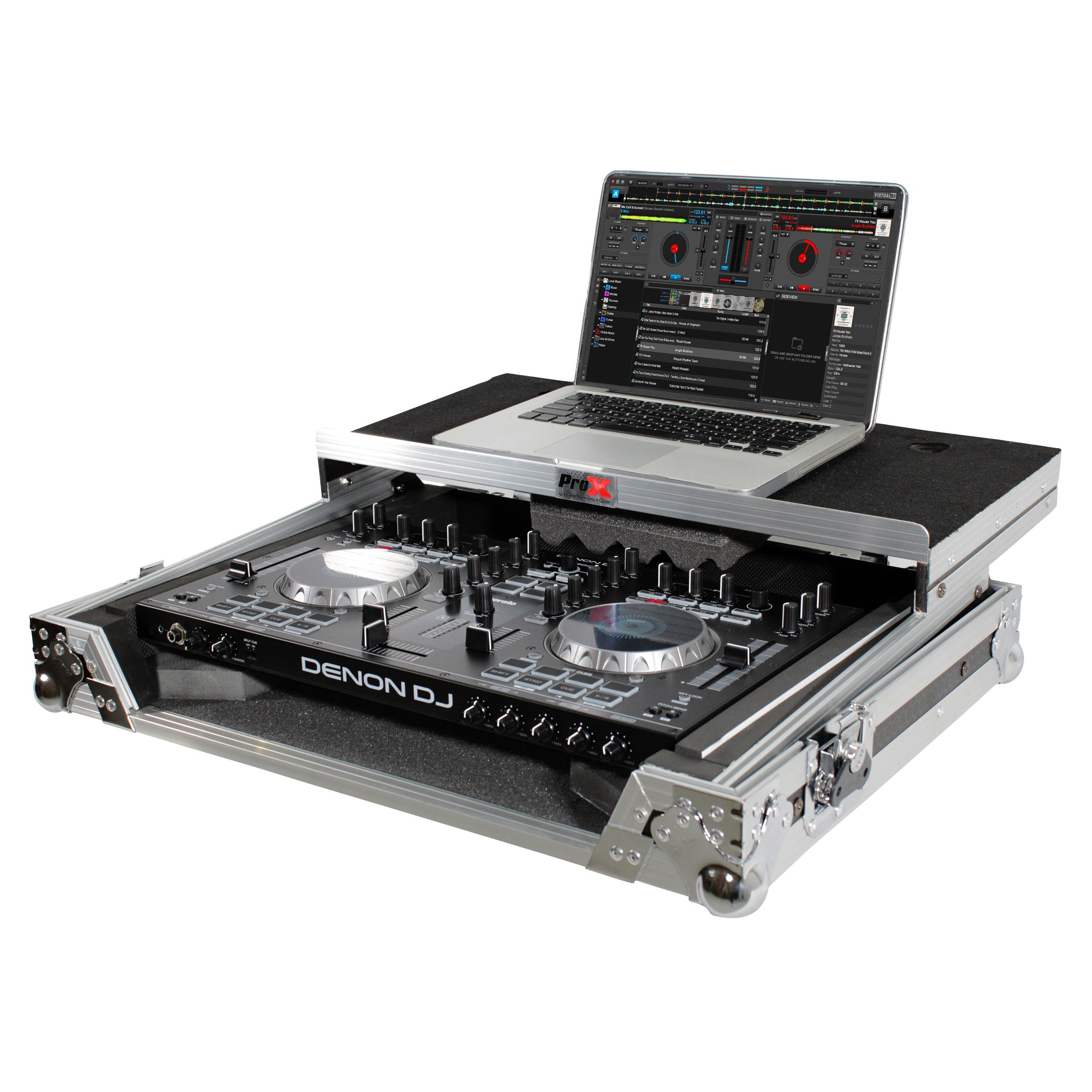 Universal Flight Style Road Case for Medium Sized DJ Controllers with Sliding Laptop Shelf