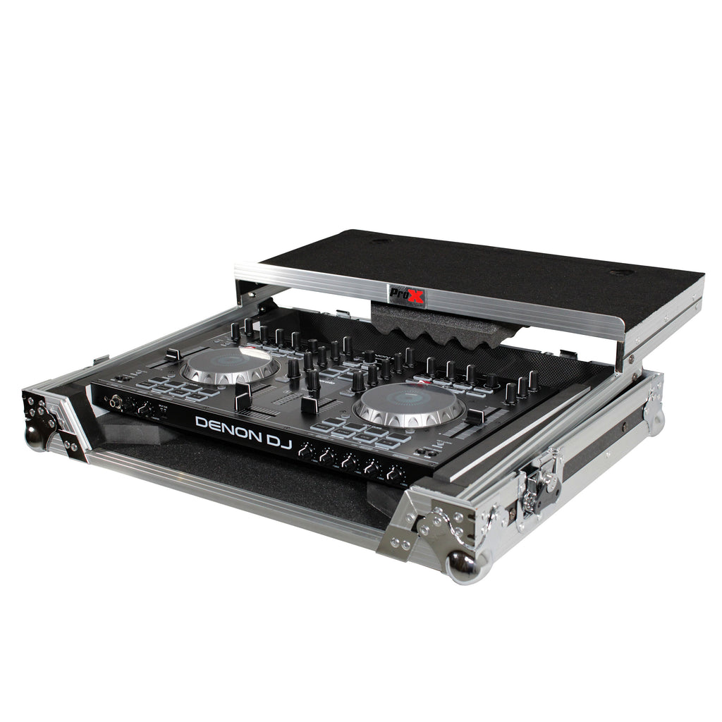 Universal Flight Style Road Case for Medium Sized DJ Controllers with Sliding Laptop Shelf
