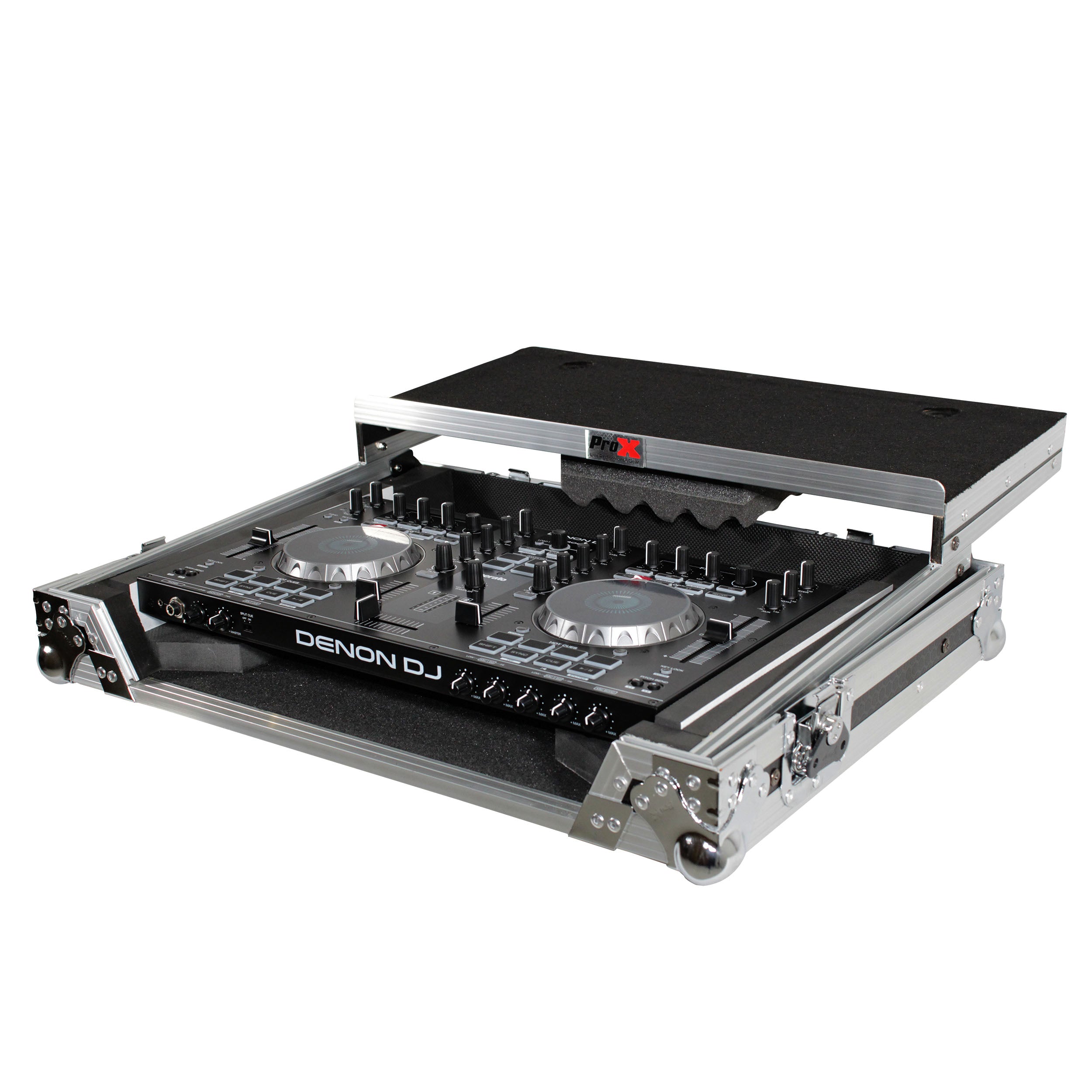 Universal Flight Style Road Case for Medium Sized DJ Controllers with Sliding Laptop Shelf