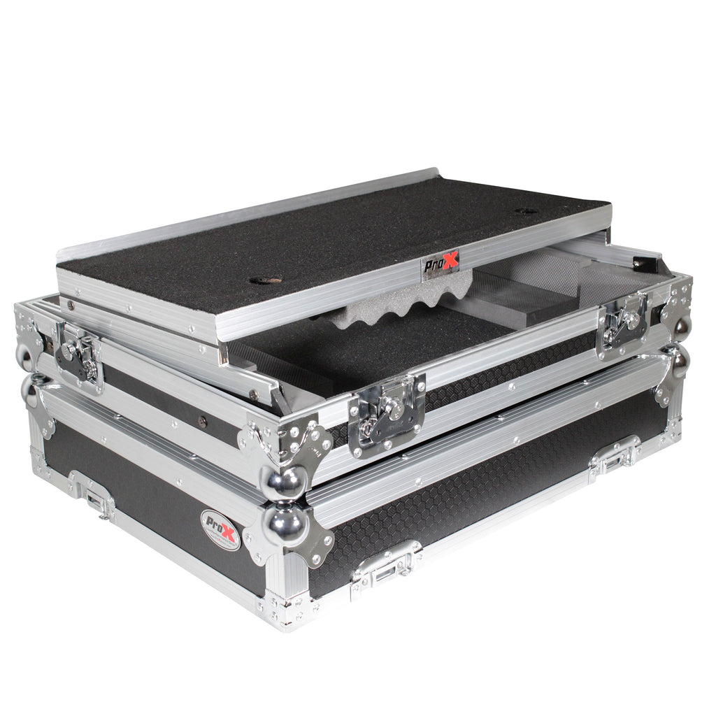 Universal Flight Style Road Case for Medium Sized DJ Controllers with Sliding Laptop Shelf