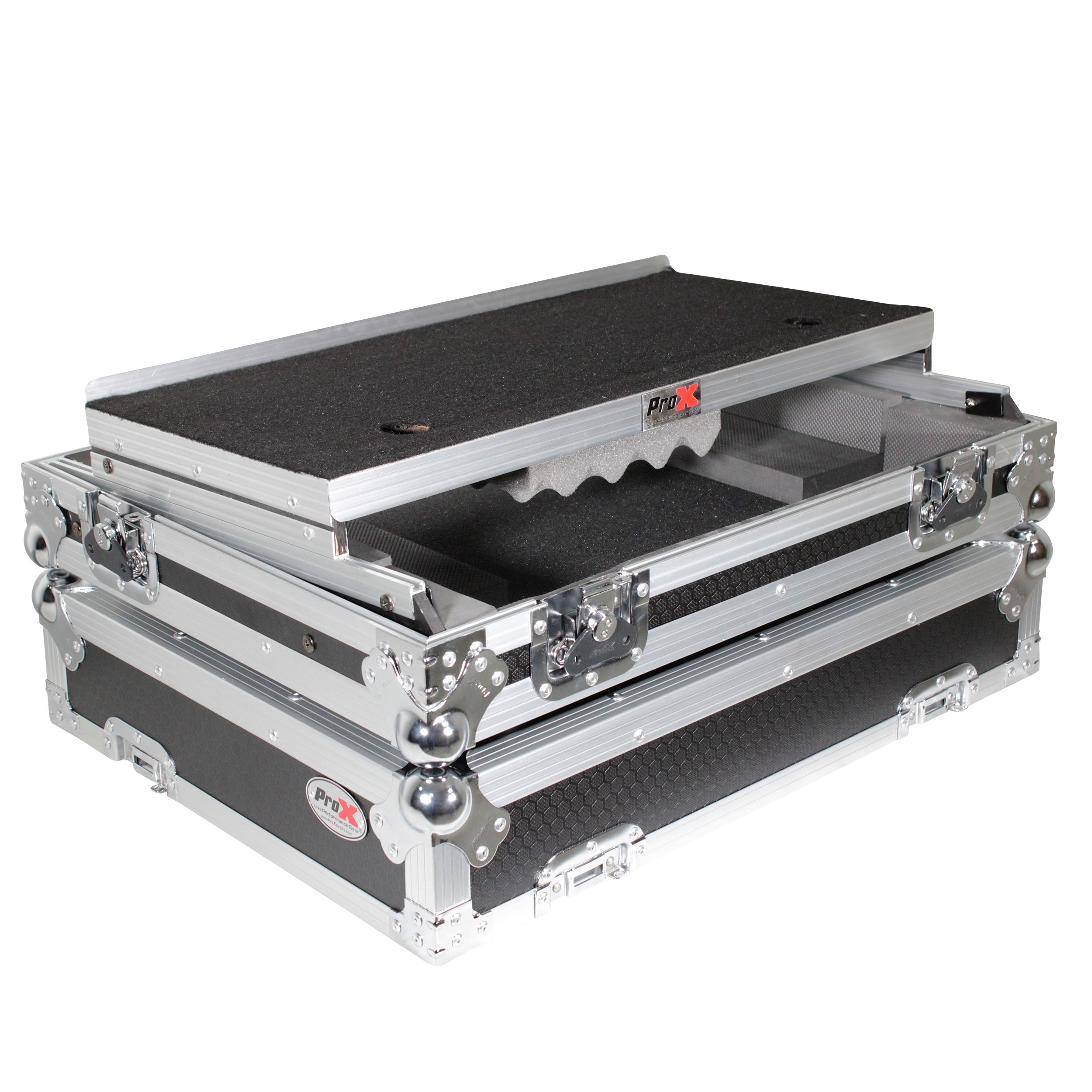 Universal Flight Style Road Case for Medium Sized DJ Controllers with Sliding Laptop Shelf