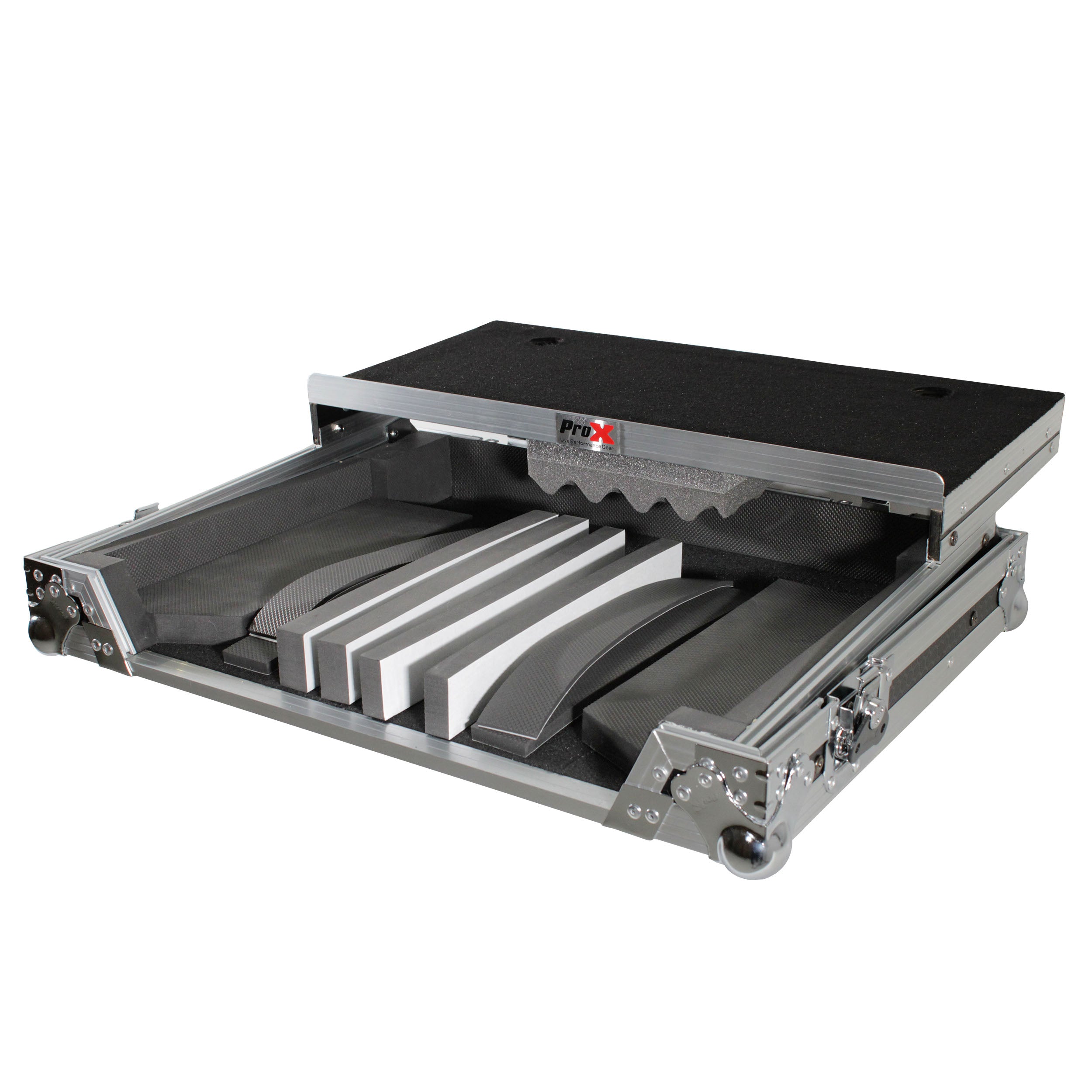 Universal Flight Style Road Case for Medium Sized DJ Controllers with Sliding Laptop Shelf