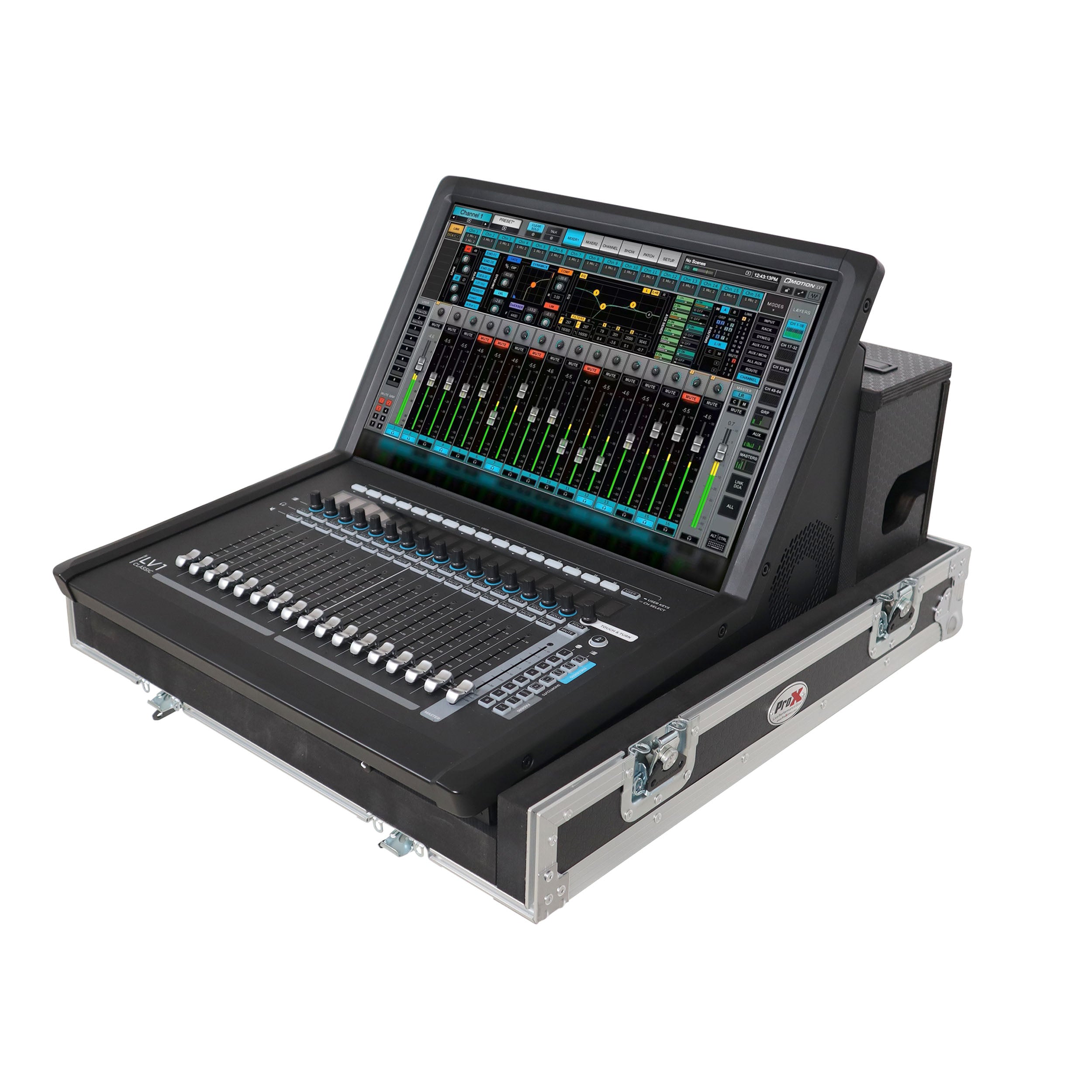 ATA Digital Audio Mixer Flight Case for Waves eMotion LV1 Classic Console with Doghouse compartment and 4x Caster wheels